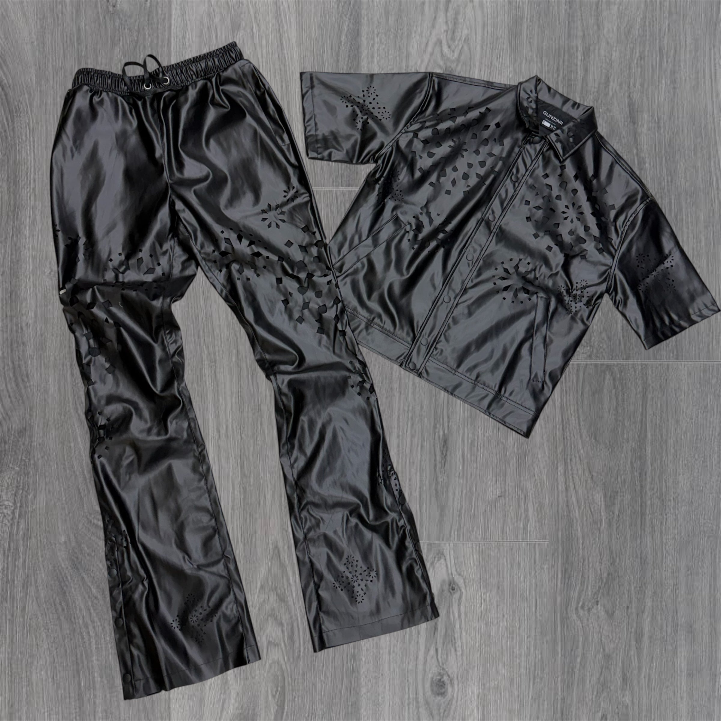 Gunzini - Stacked PU Leather Set - Black - Gz1047 Gz1046