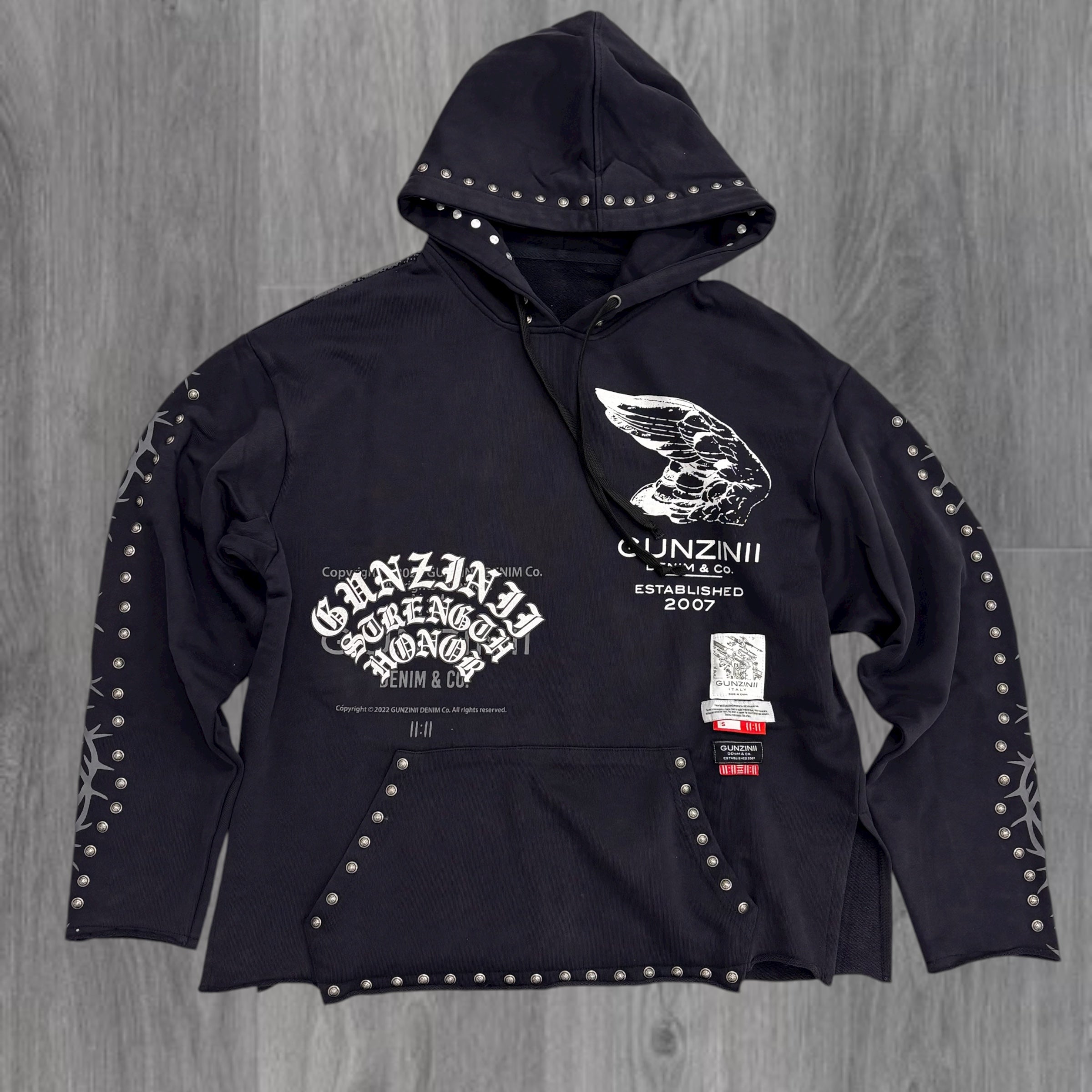 Gunzini - Studs Hoodie - BLK - Gz826