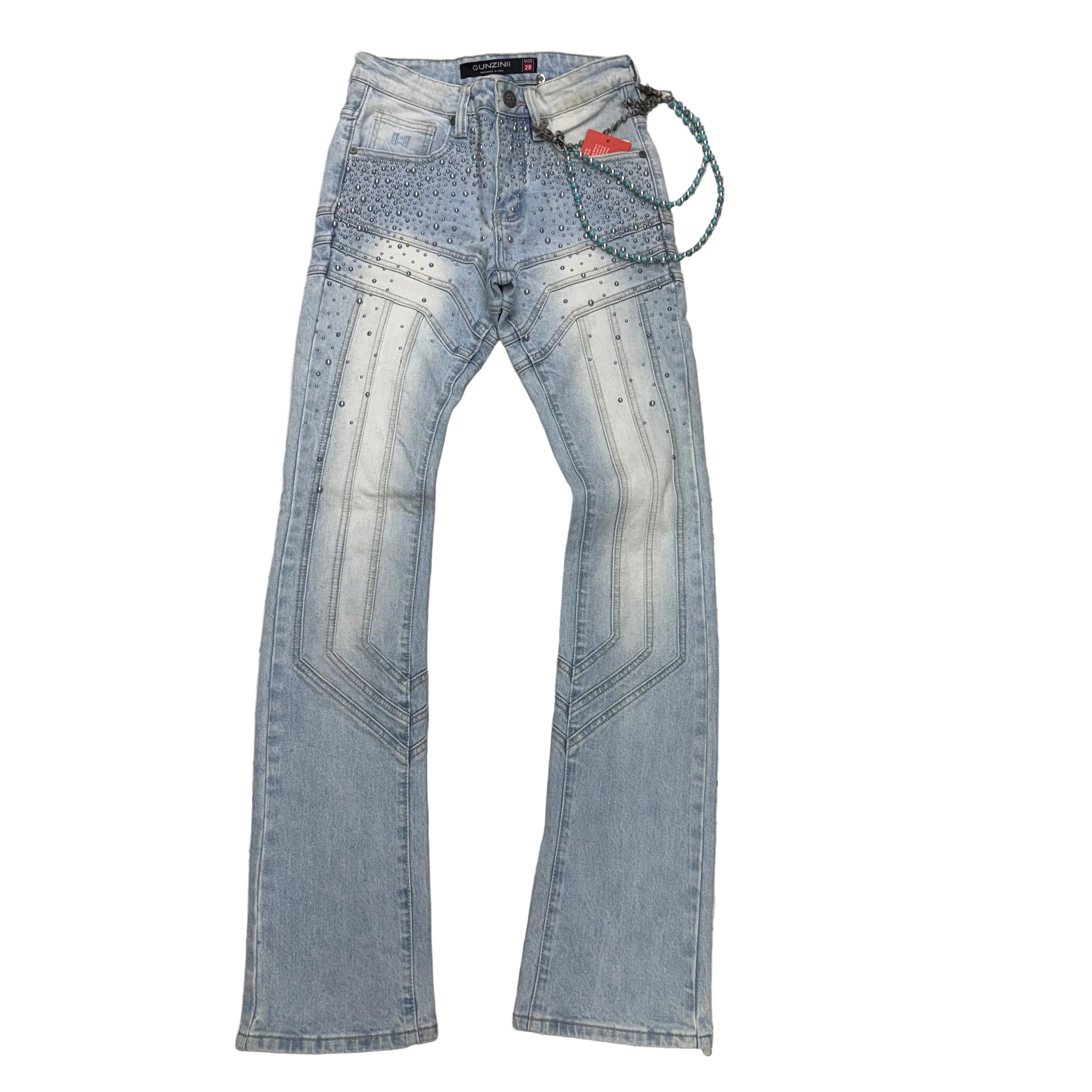 Gunzinii - Flare Fit Denim - LT BLUE- GZ775