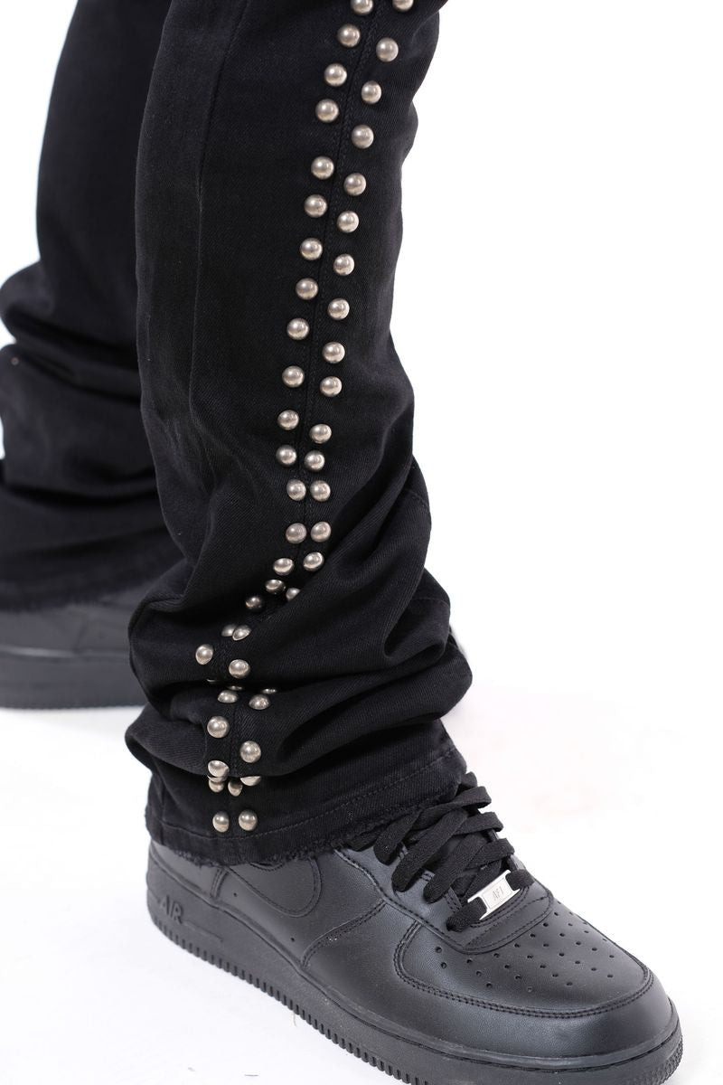 Vicious - STACKED Studded Denim - Black - VC923