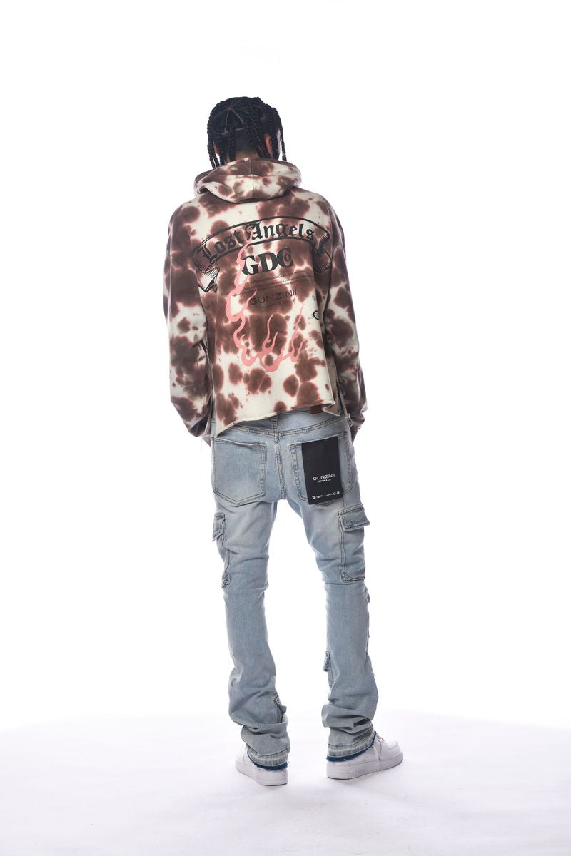 Gunzinii - Lost AngelesTye Dye Cut off Hoodie - Brown - GZ382