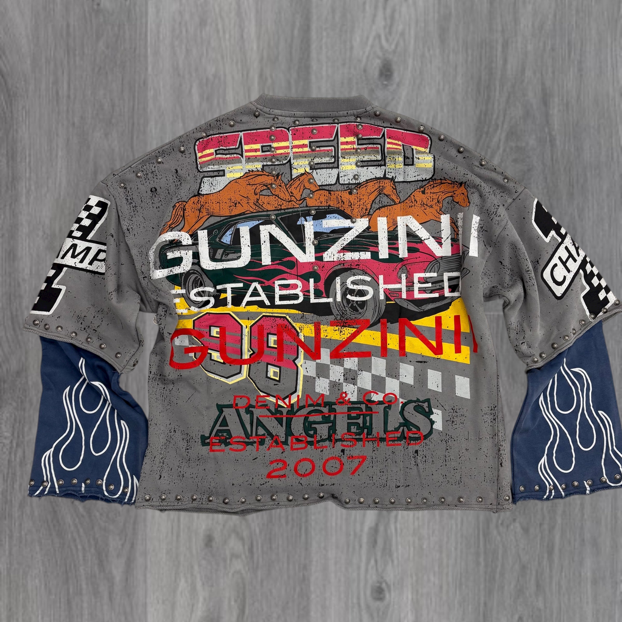 Gunzini - GRAND PRIX Crop L/S Tee - GRY - Gz827
