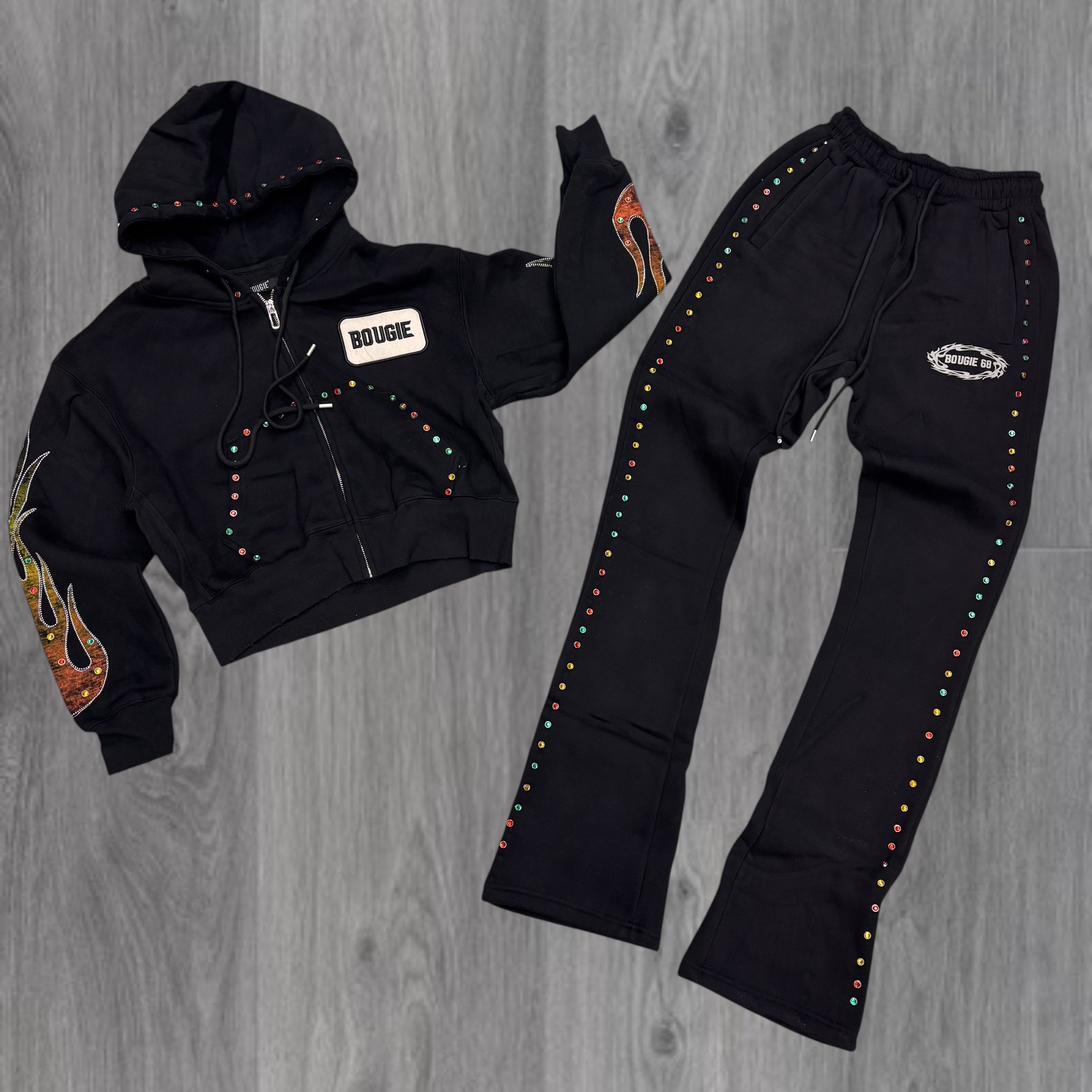 BOUGIE - Women Flare Sweatsuit - BLK