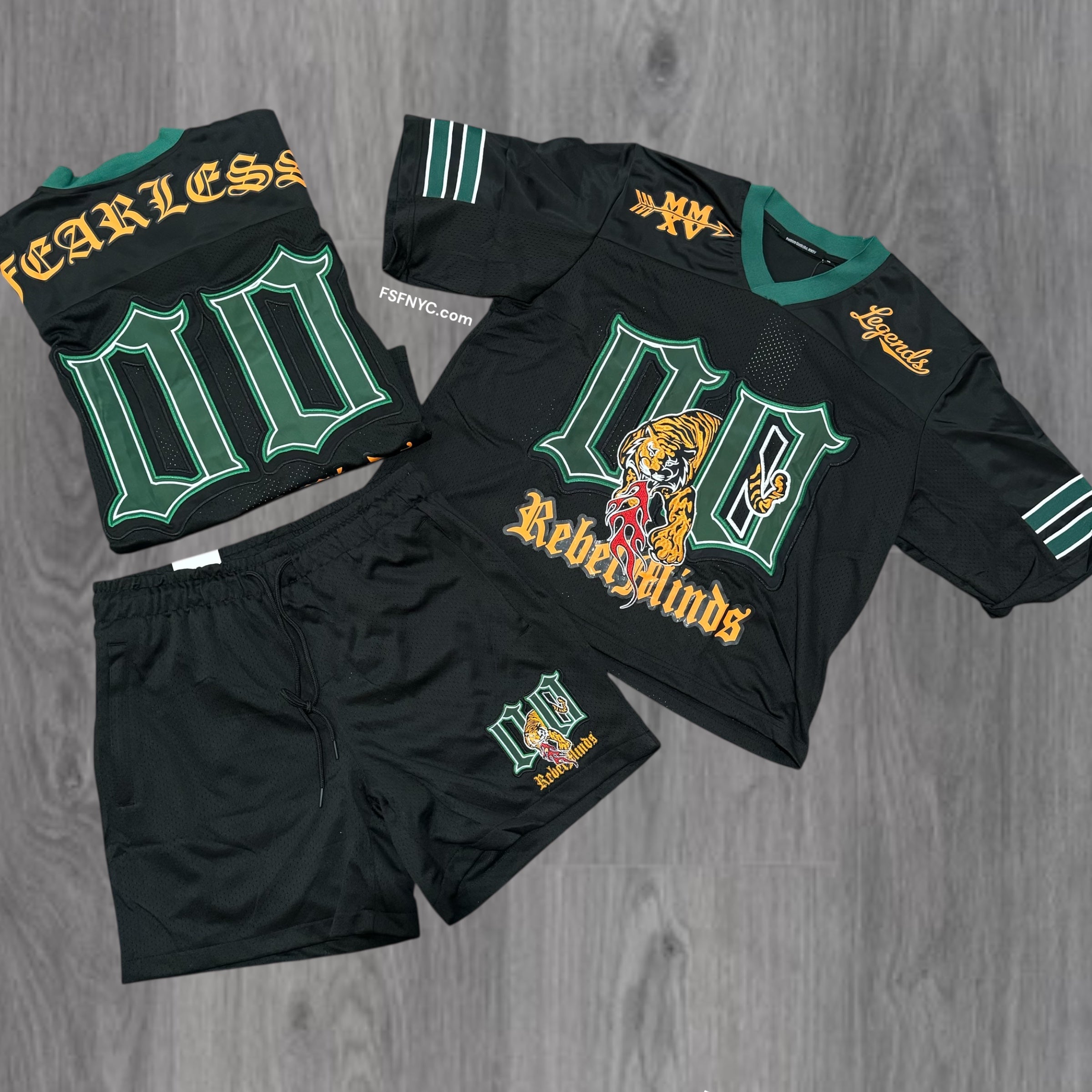 Rebel (Set) Fearless Football Short-Cut Jersey Set Black 154 954 M