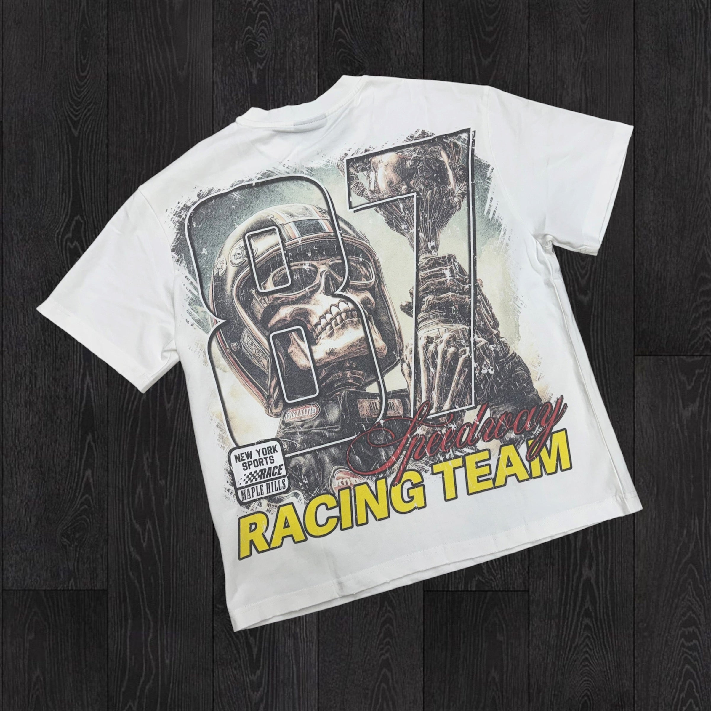 Space - Skull Racing T-shirt - White - TS07