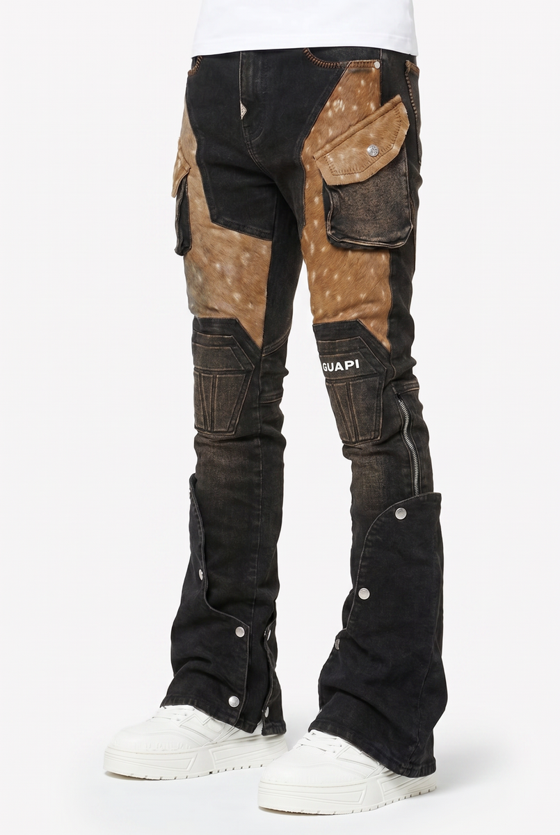 GUAPI - Stacked Cowhide Denim - Brown