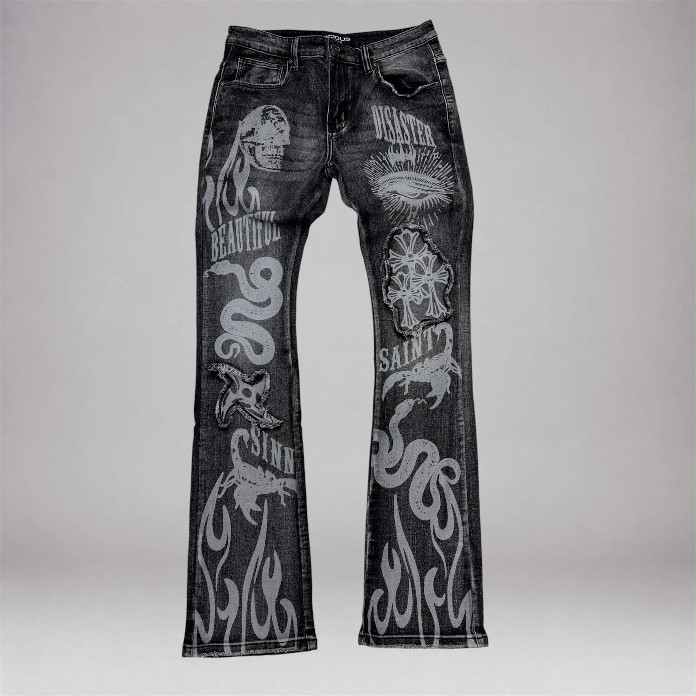 Vicious - Scorpion Flare Denim - Black Vc1097