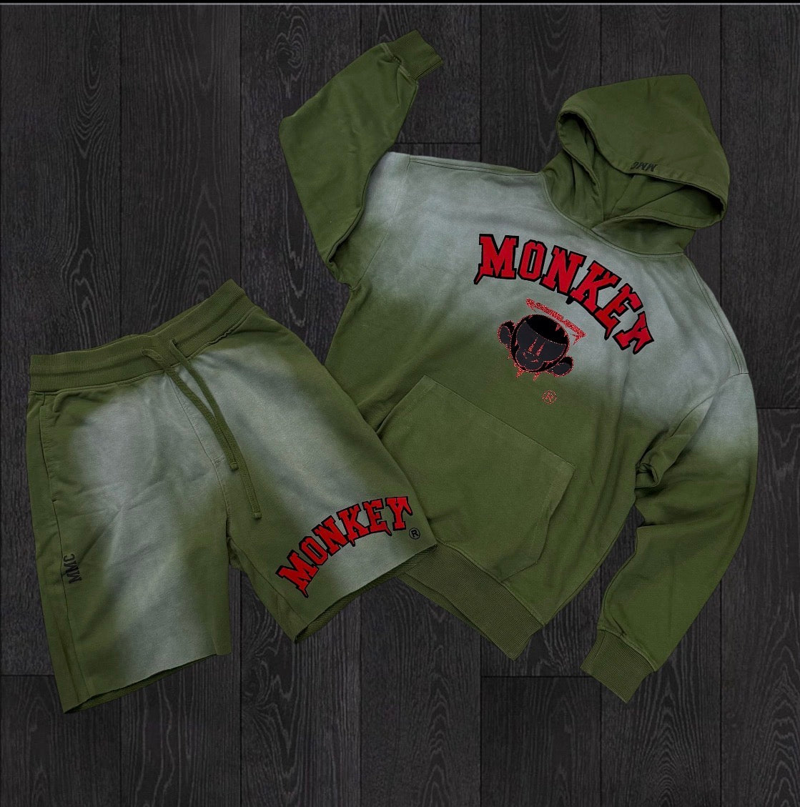 Monkey Money Classic Short Set - Olive/Red