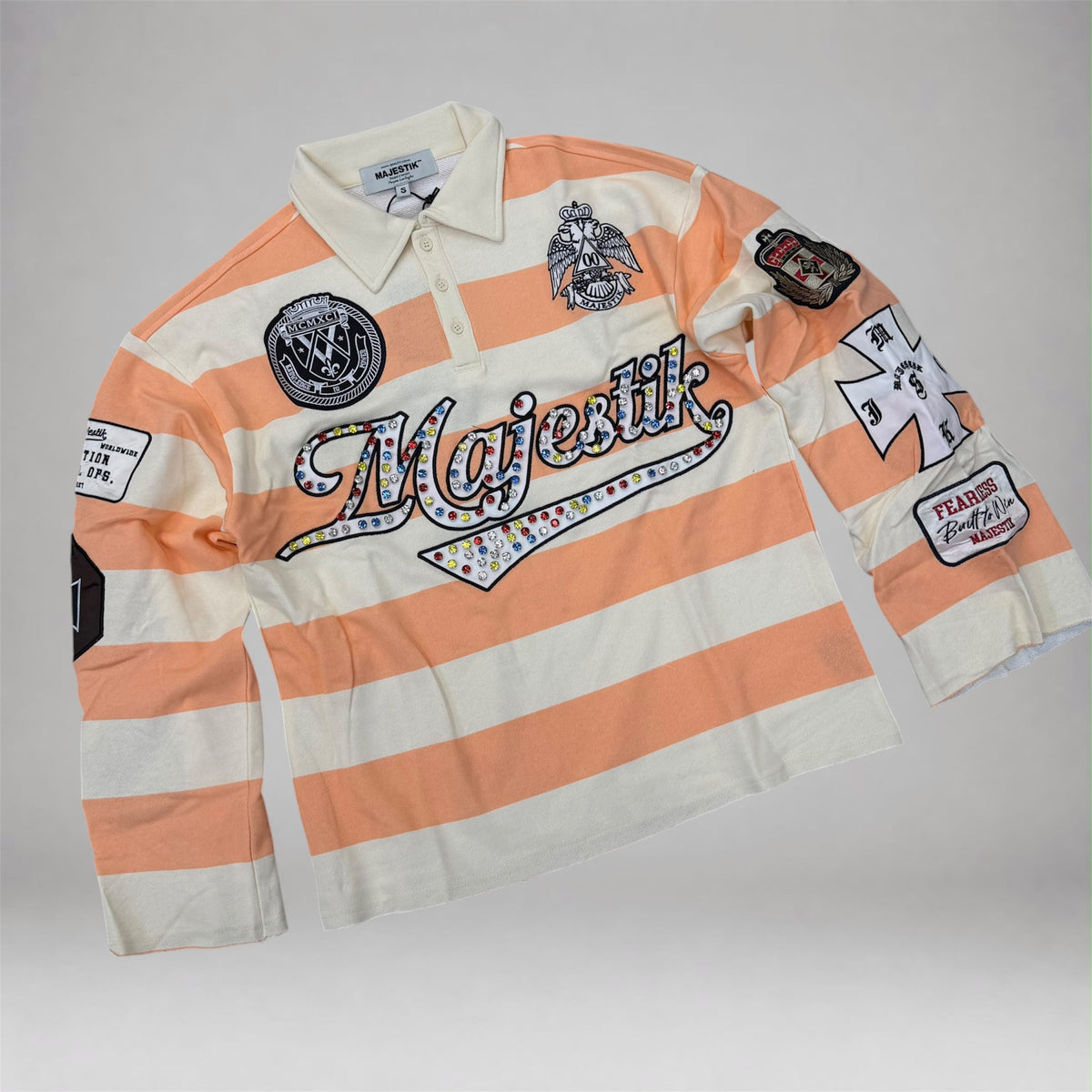 MJSTK - LS Polo Logo w/patches - Peach - 26816