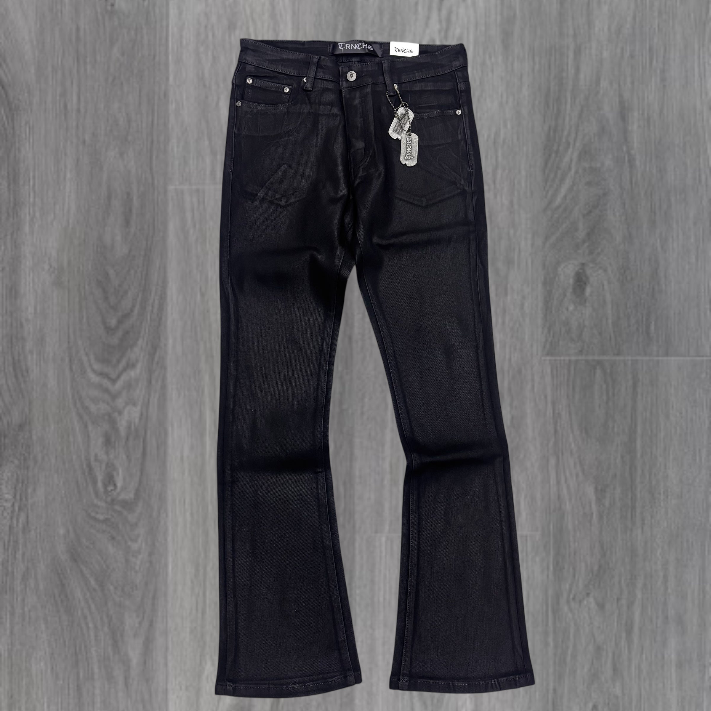 TRNCHS - “NIGHT ” Wax Stacked DENIM - BLK - T69
