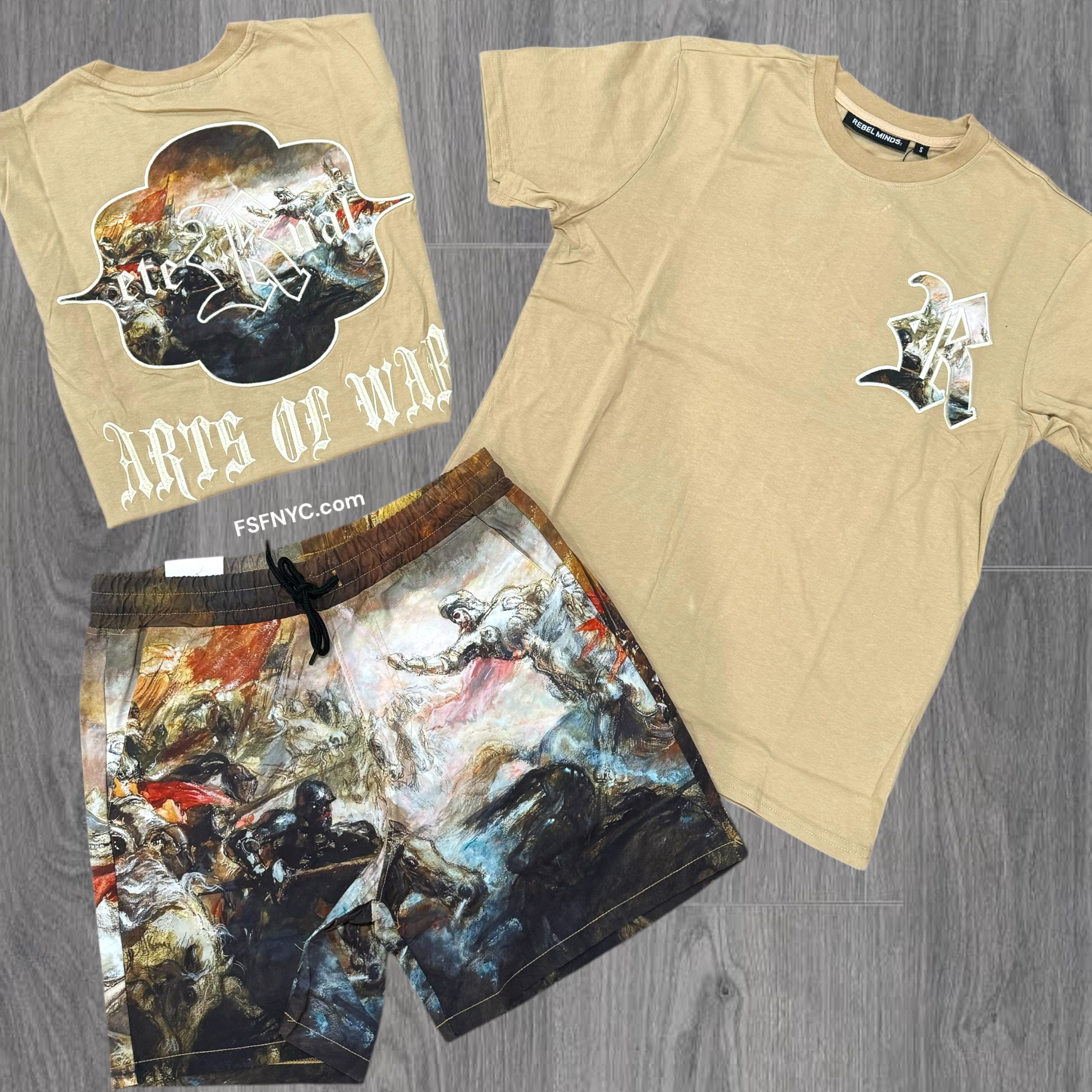 Rebel Arts Of War Nylon Shorts w/T-shirt Khaki 113 913