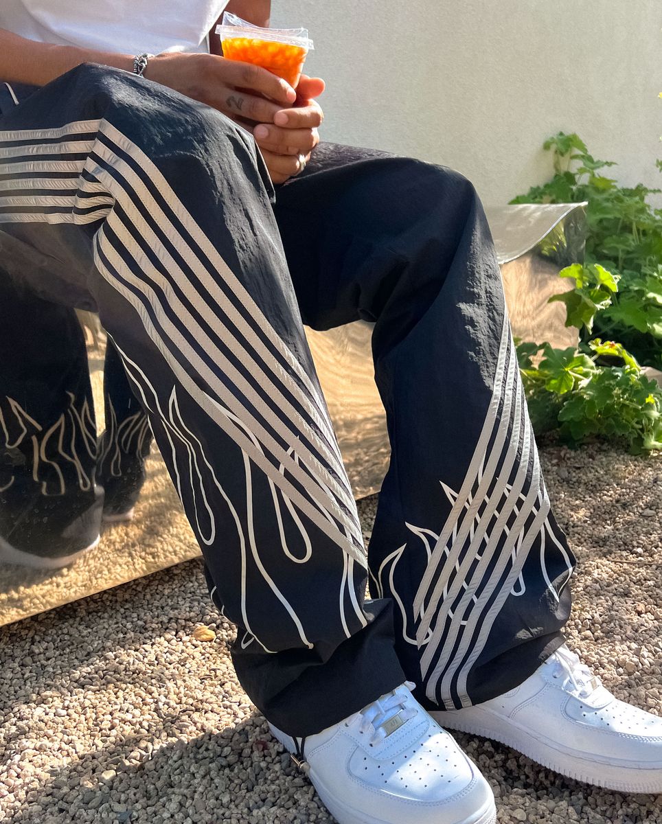 EPTM - FLAME Stripe Windbreaker Pants - Black 763