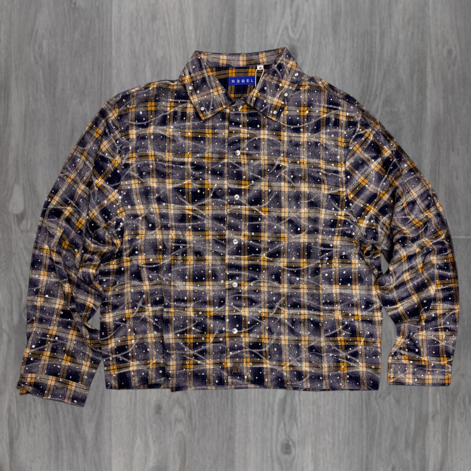 R3 - Rhinestone Button Down - BLUE - 235