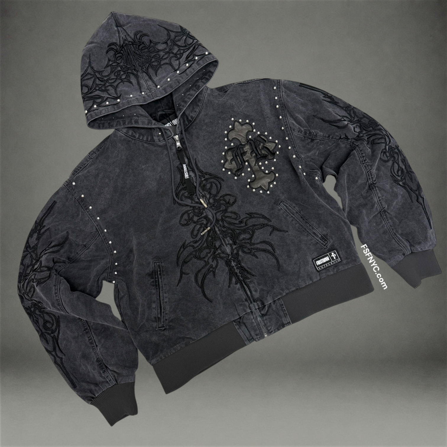 FR - Embod Denim Bomber Jacket - Charcoal - 2137