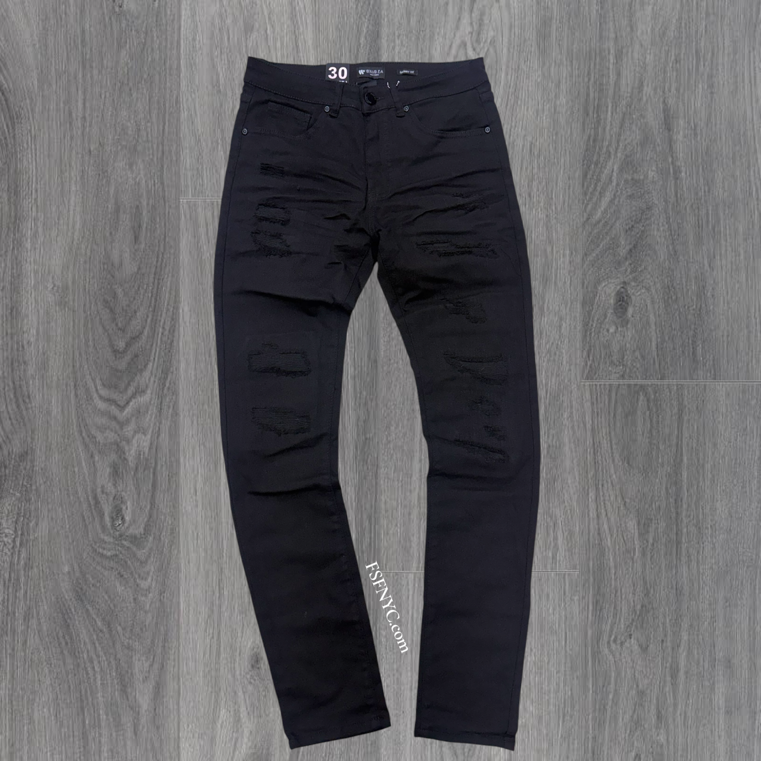 W - Distress Skinny Fit Denim - Jet Black - M8856T