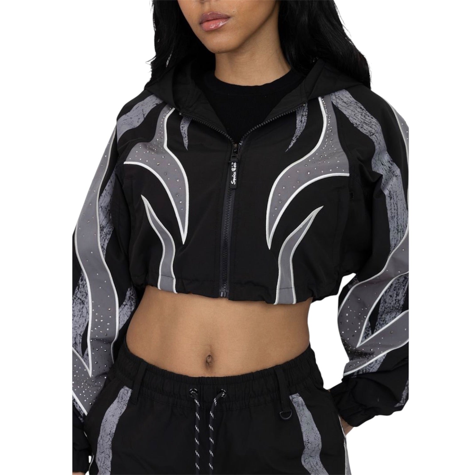 The Red - Rhinestone Windbreaker Set - Black F315