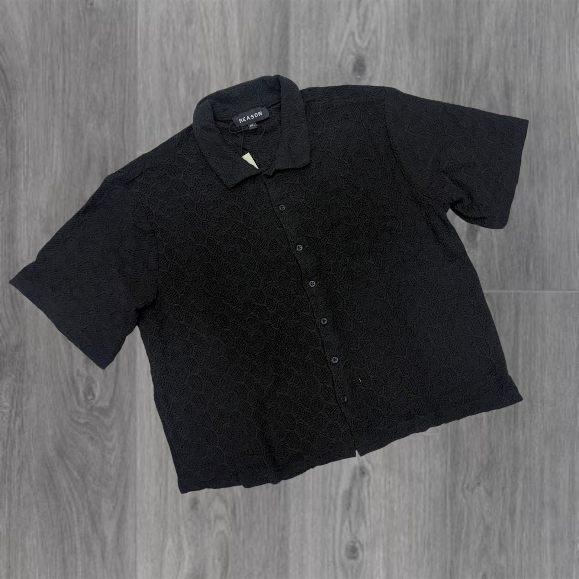 Reason - Textured Button Down Shirt - Black 574