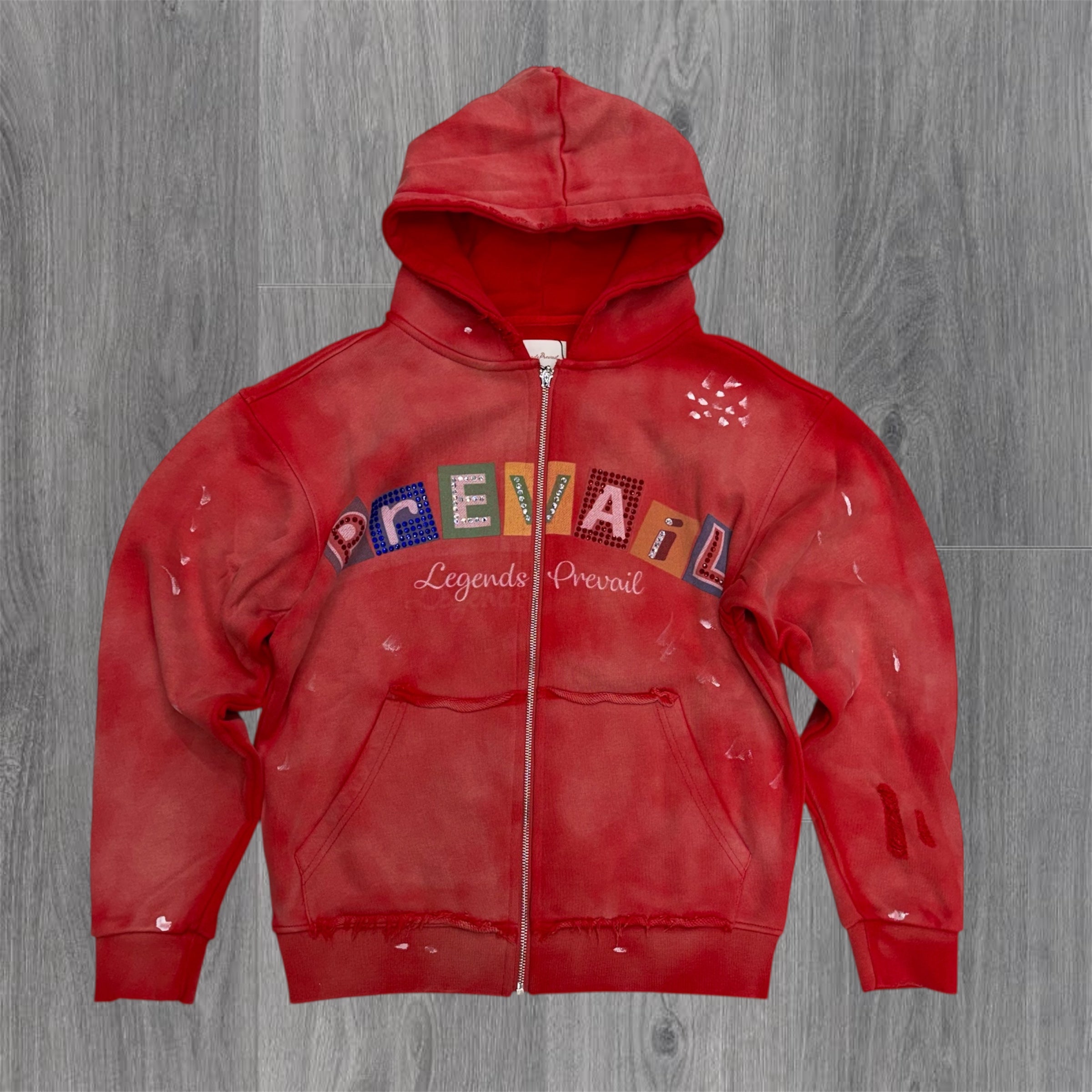 Prevail - Letters Zip Up Hoodie - Red Acid