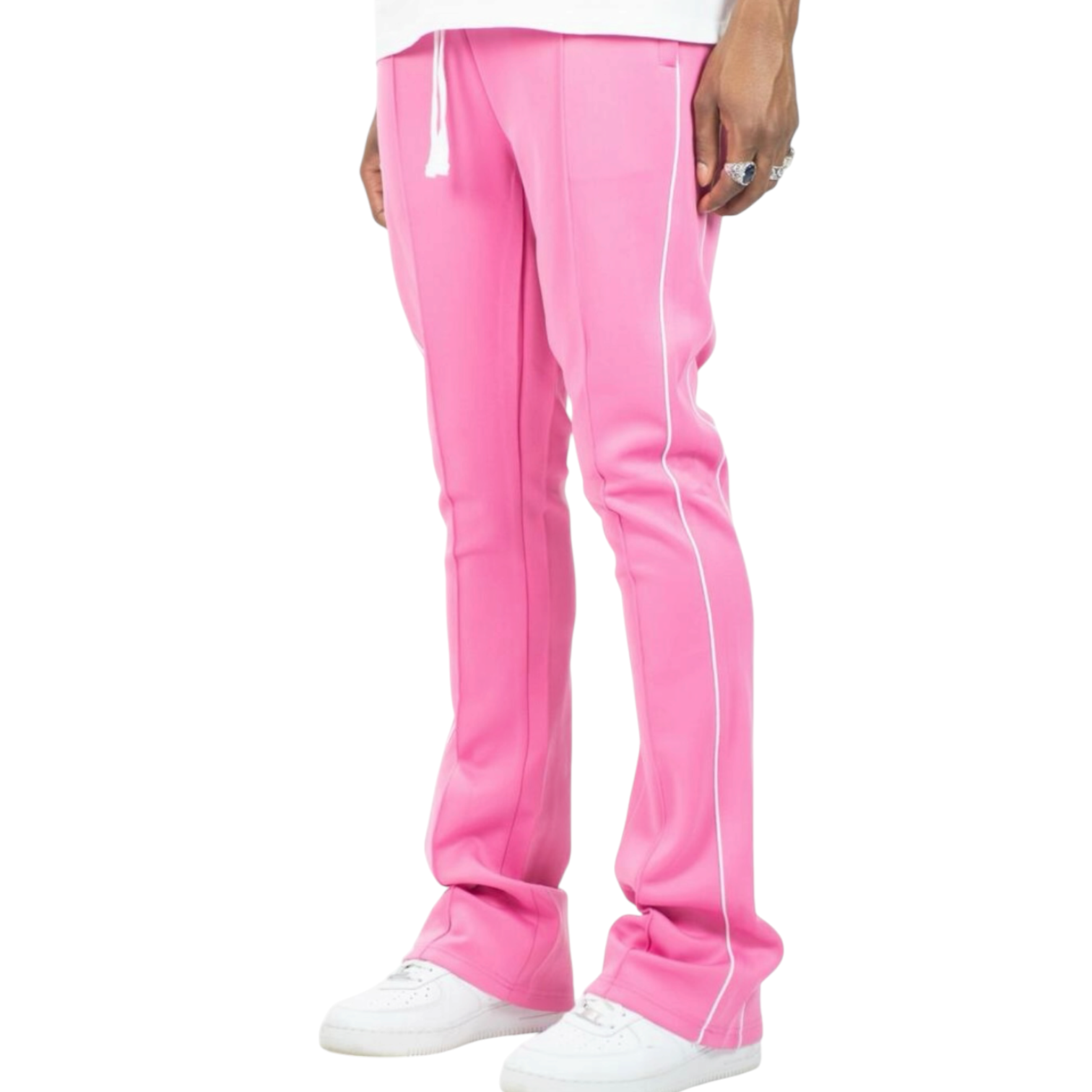 Rebel - Track Stacked Flare Pants - Pink - 470