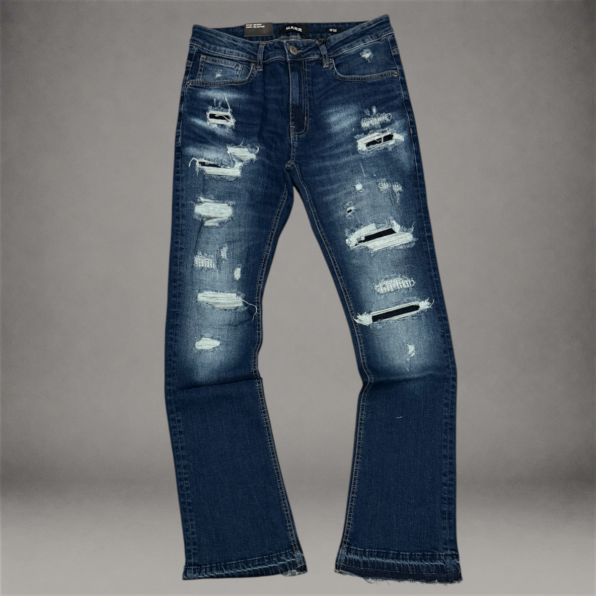 Narr - Flare Distressed Denim - Fren Blue - 70154
