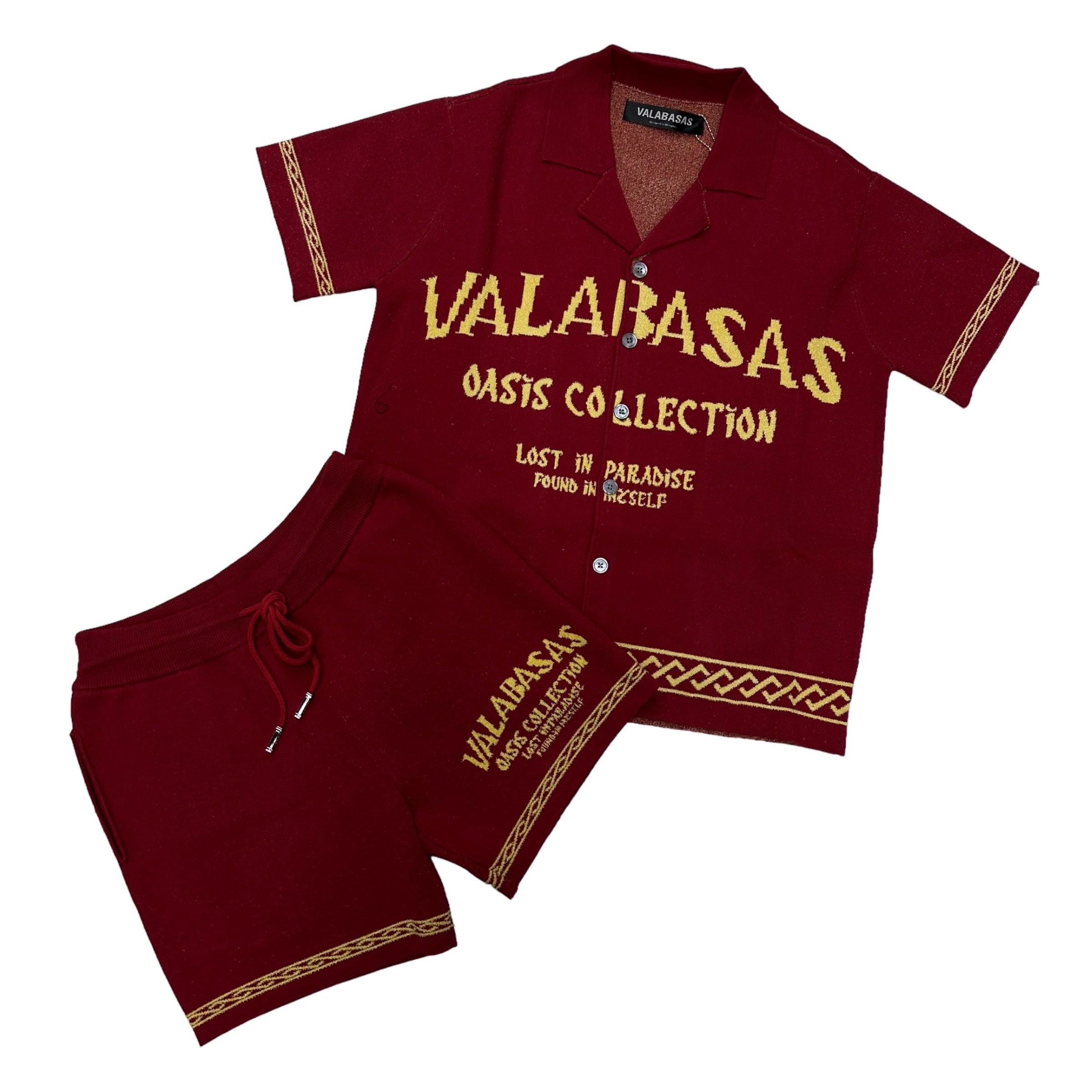 Valabasas kabana Breeze Woven Short Set Dark Red 001