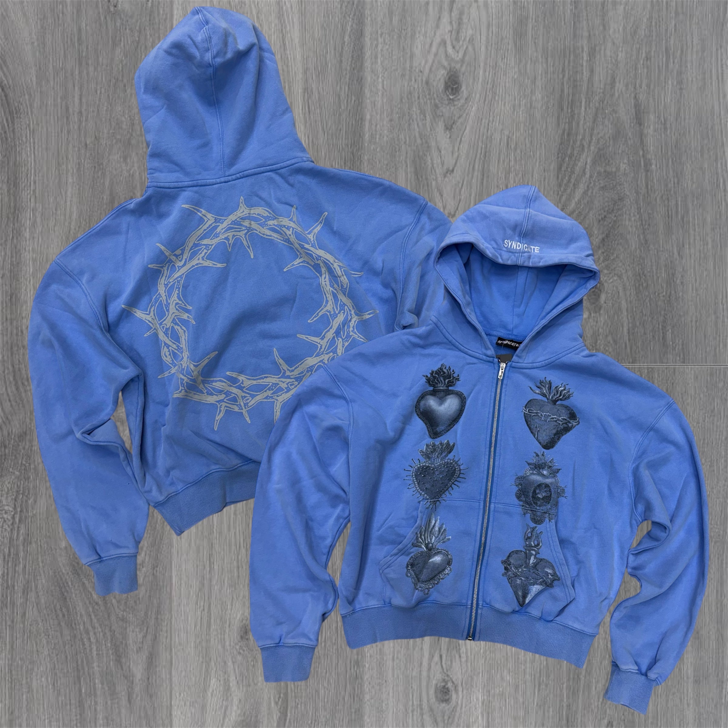 SYN - HEARTS - Zip up Hoodie -Baby Blue- SYNH13