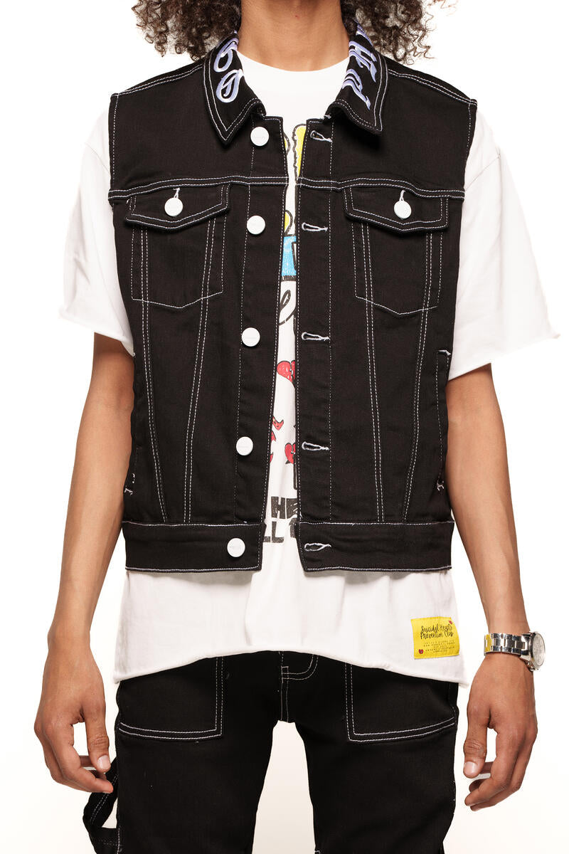 Pheelings Defying Vest Denim Black white