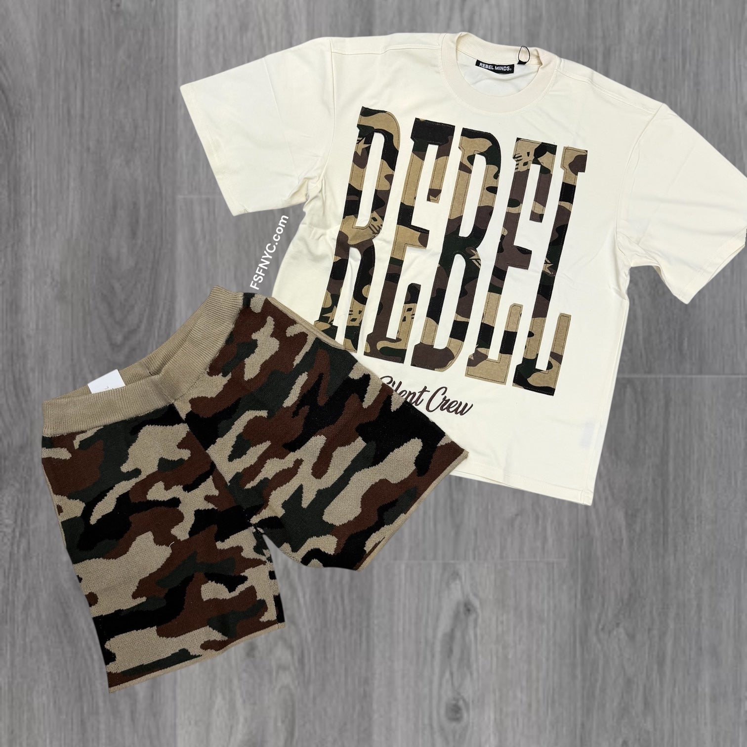 Rebel - Silent Sweater Shorts Set - Cream Woodland - 124 924