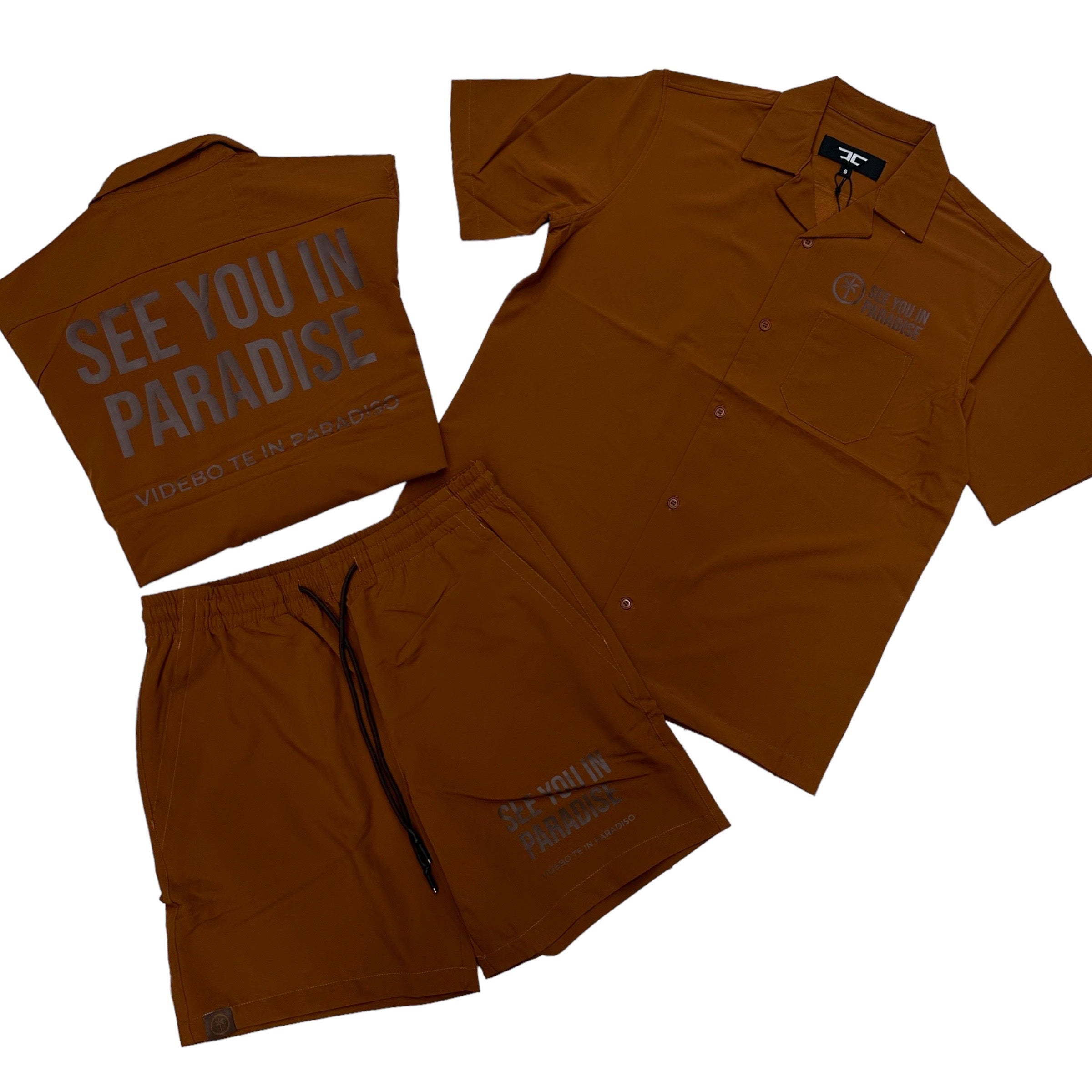JC See You In Paradise TONE Shirt Set Chocolate 2554