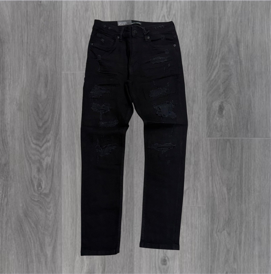 Threads - Slim Fit Distress Denim - Black- 50132