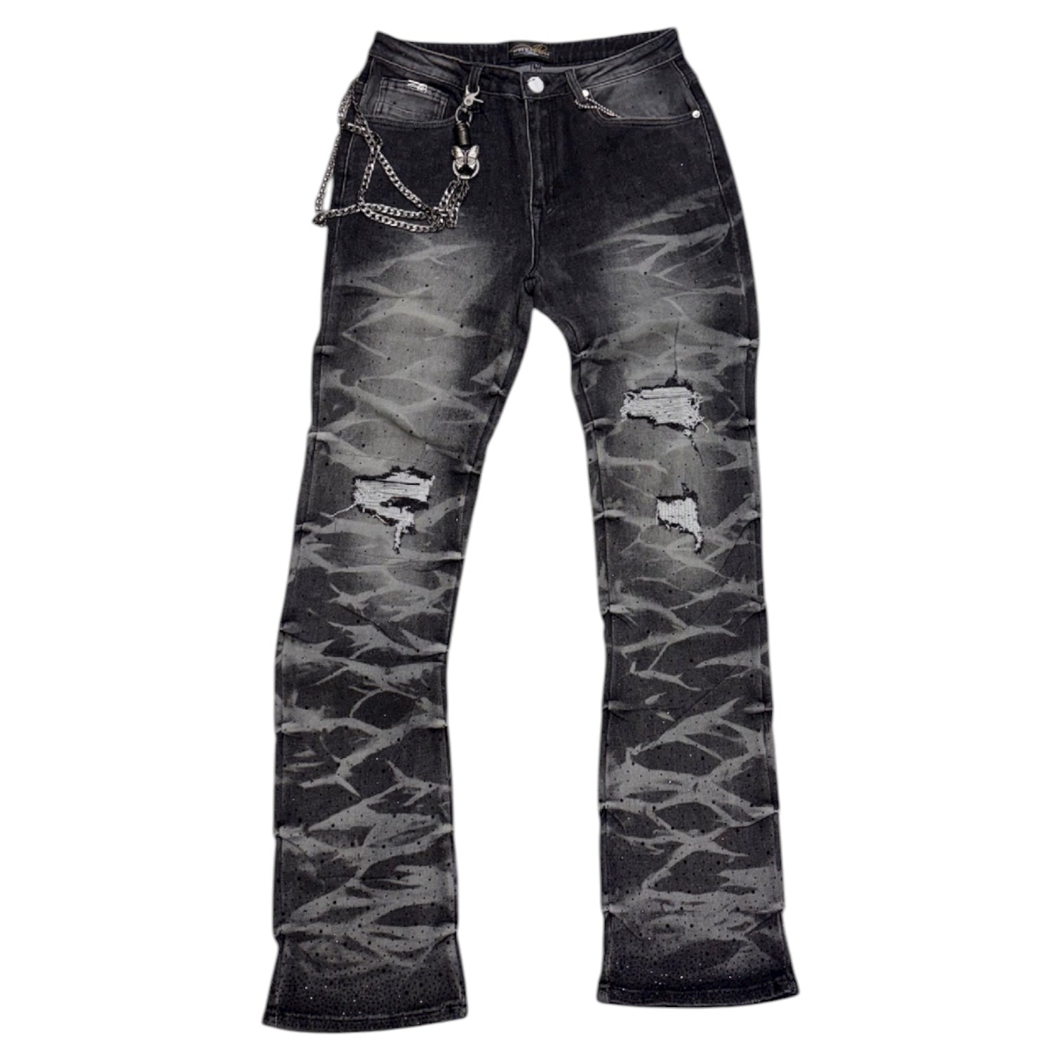 Milano - Stacked Rhinestone Denim - BLKWSH-