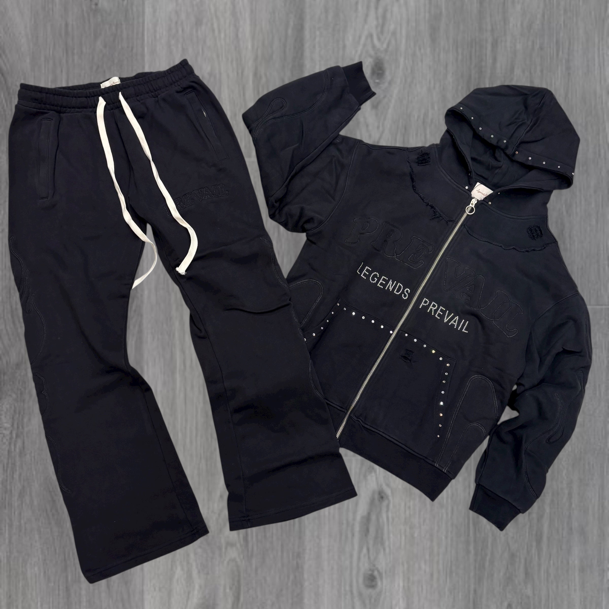 Prevail - Heavy Embossed Sweat suit - BLK