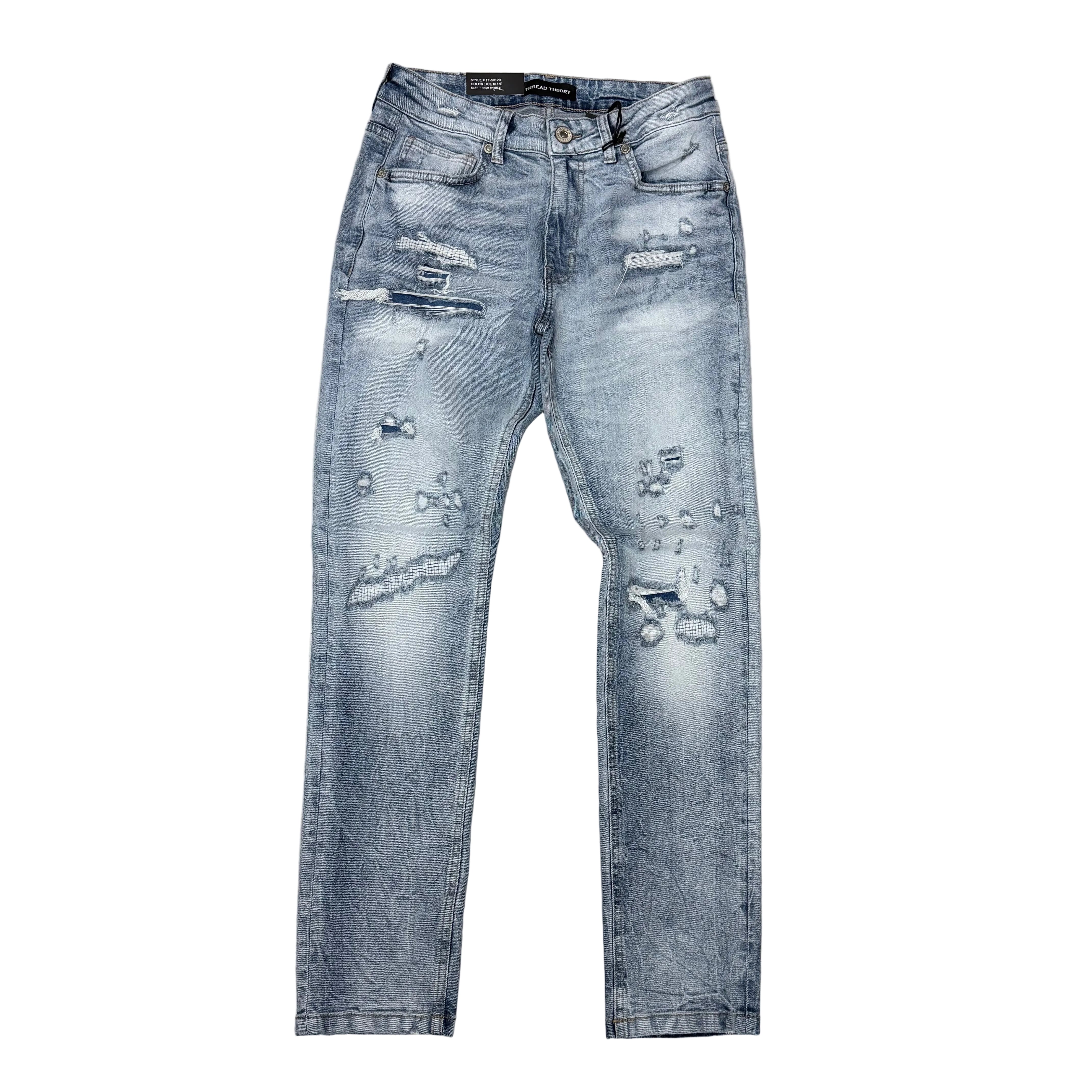 Threads - Slim Fit Distress Denim - Ice Blue - 50129