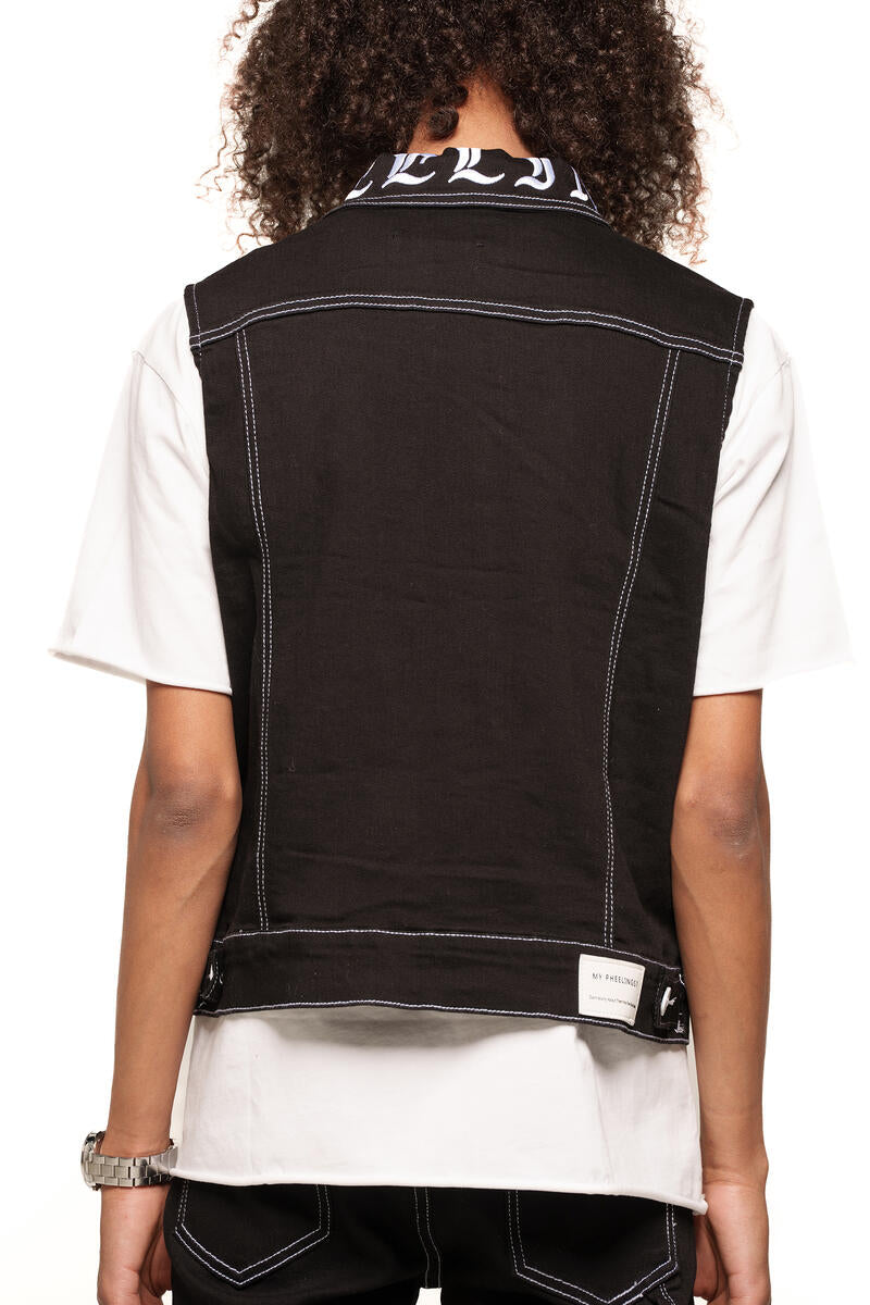 Pheelings Defying Vest Denim Black white