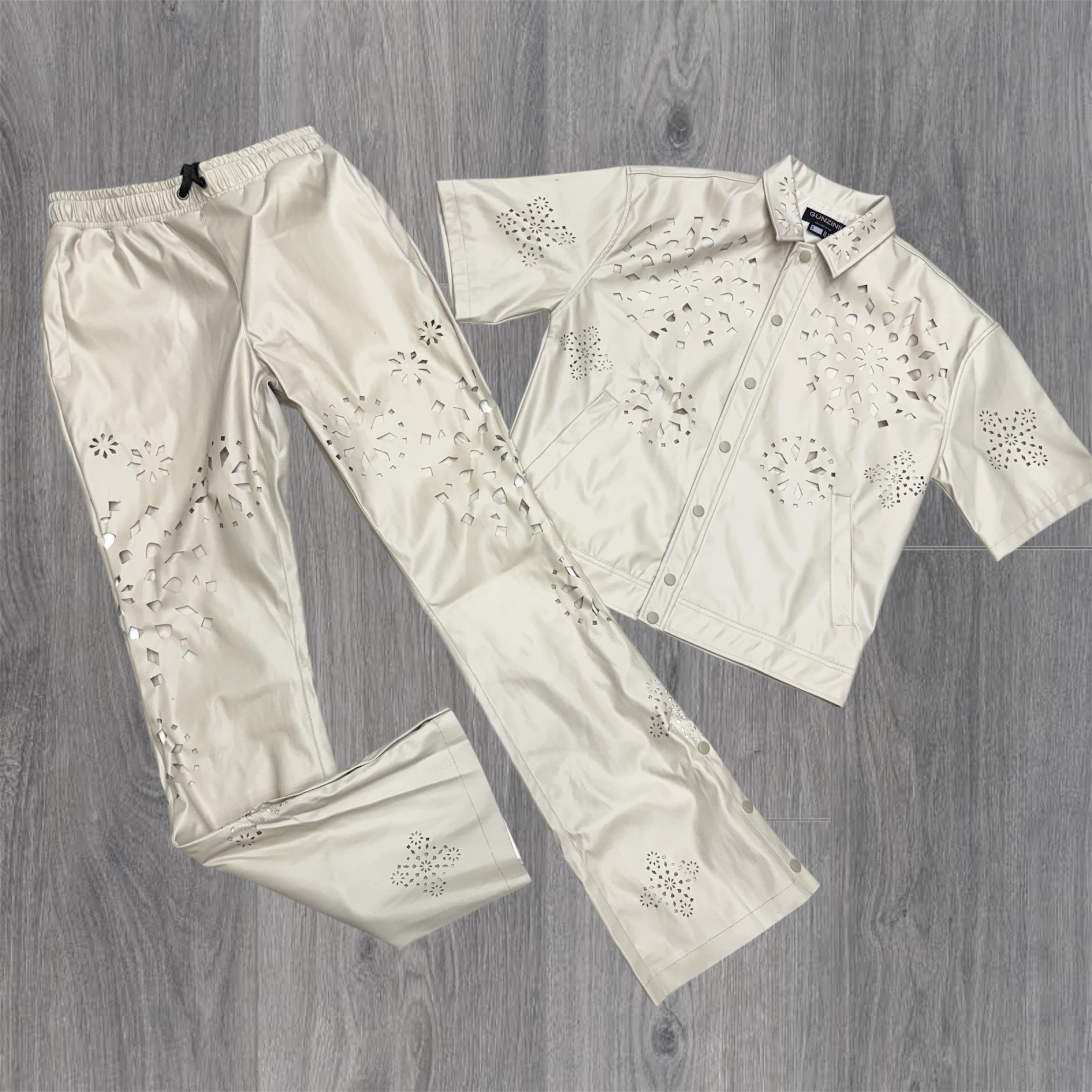 Gunzini - Stacked PU Leather Set - bone - Gz1047 gc1046