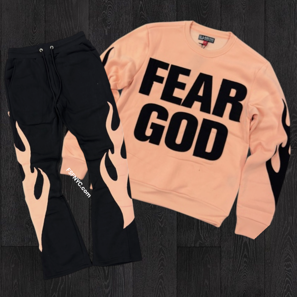 Pike - SET - Flare Fear Crew Sweatsuit - Black/L.Pink - 2617