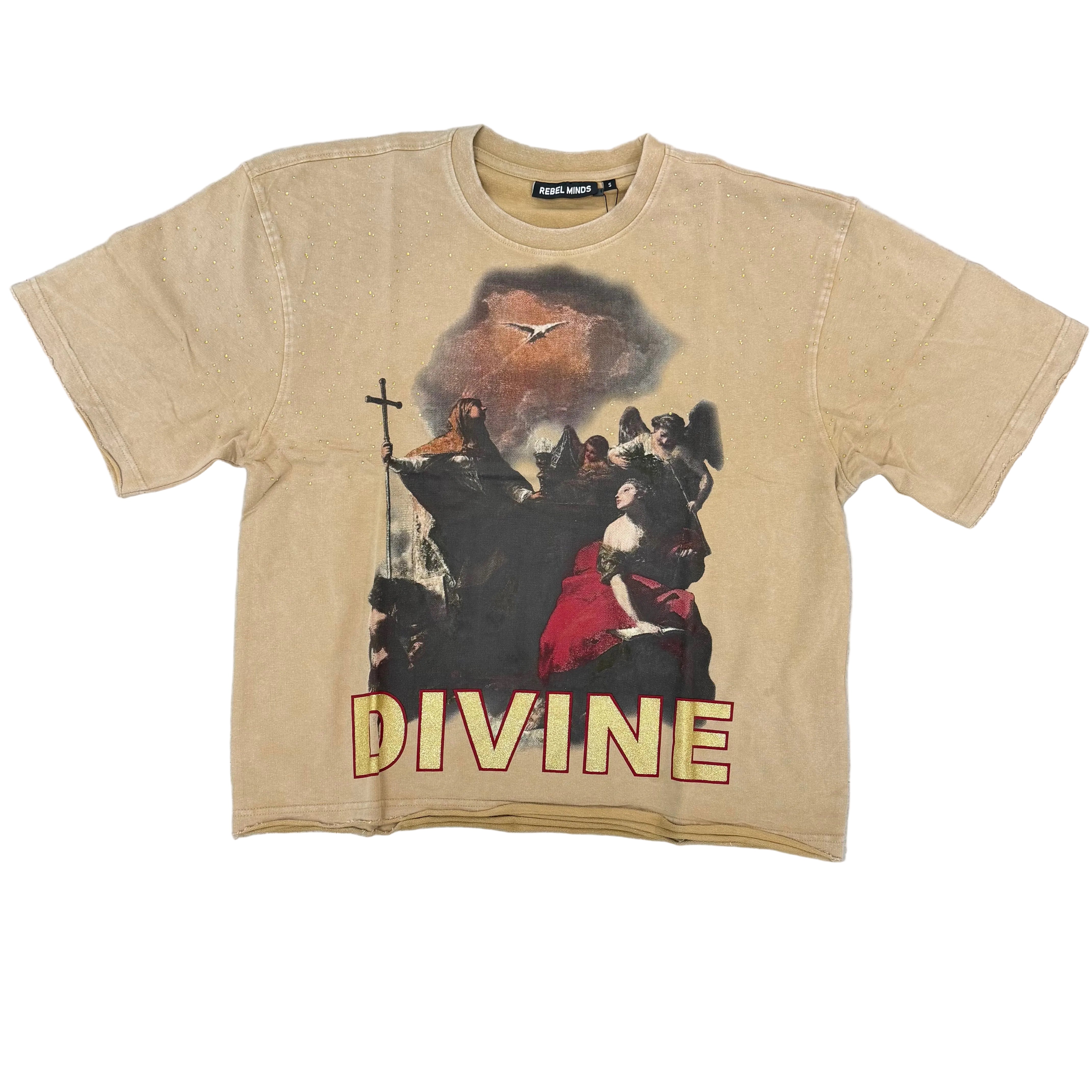 Rebel - Divine Rhinestone T-Shirt - Beige - 105