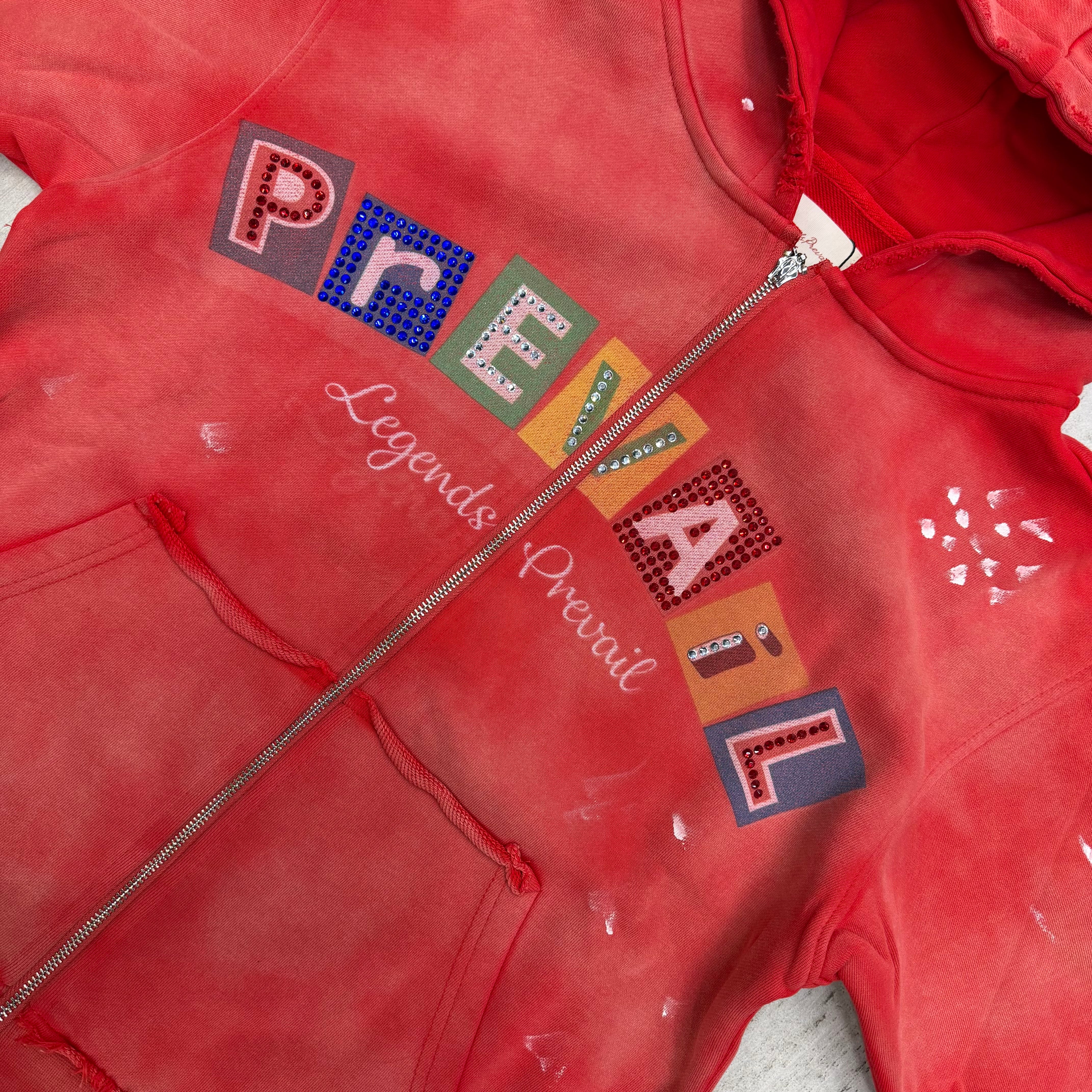 Prevail - Letters Zip Up Hoodie - Red Acid