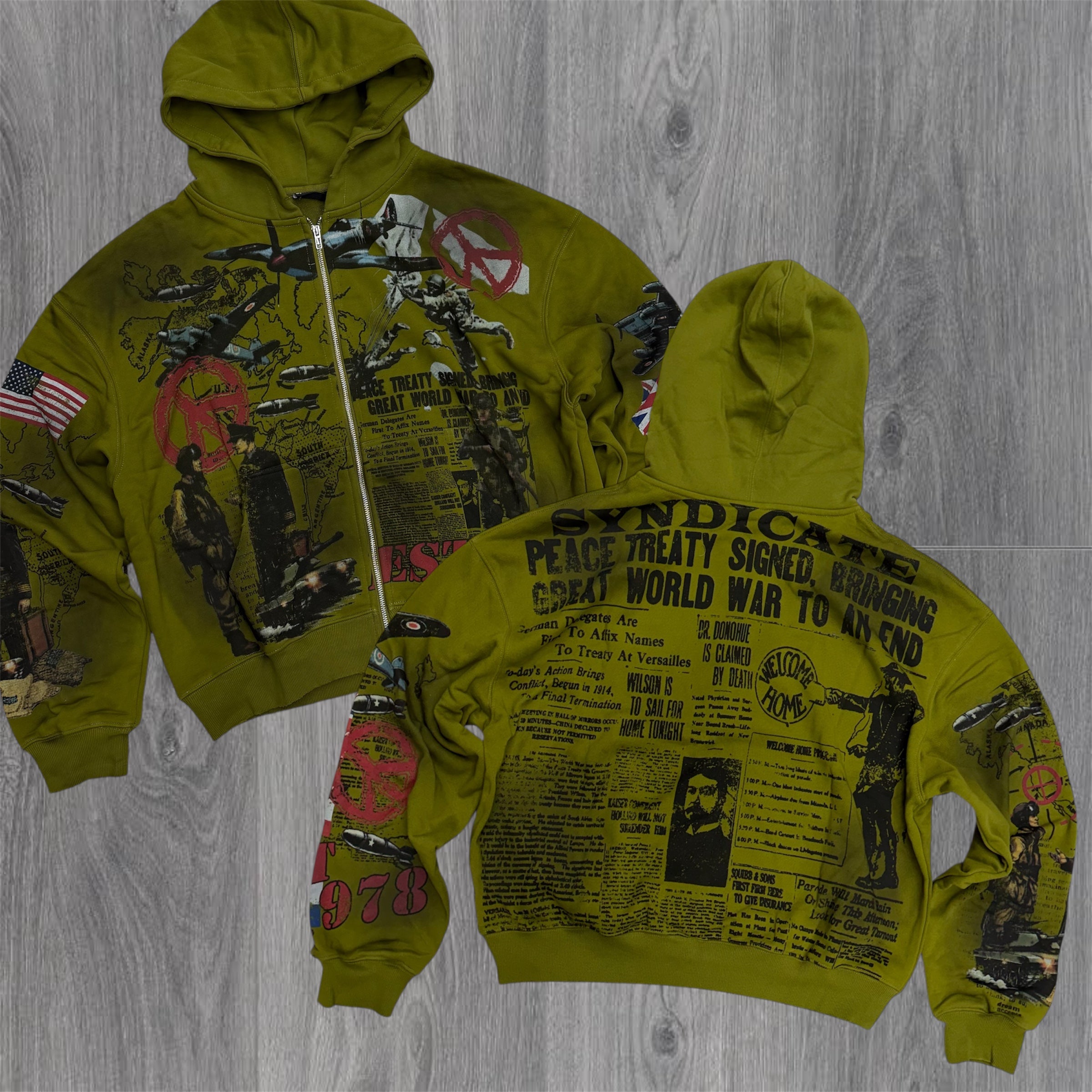 SYN - Peace Zip Hoodie - Olive - 18