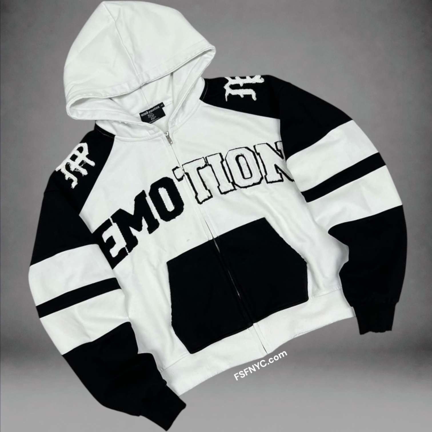 Mixed Emotions- Varsity Hoodie - White Black