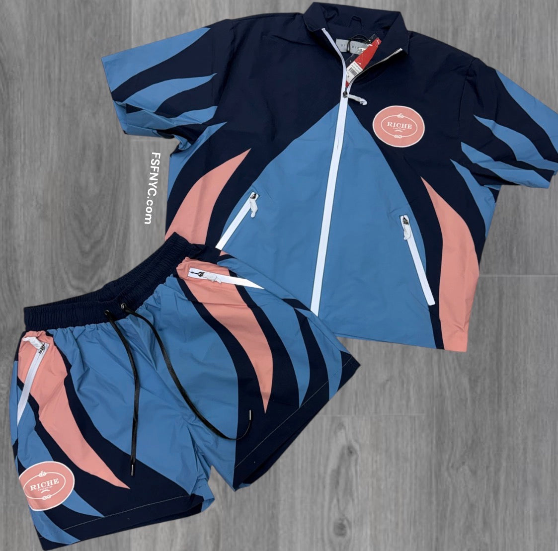 VR - windbreaker Short Set - Blue/Pink - 2037