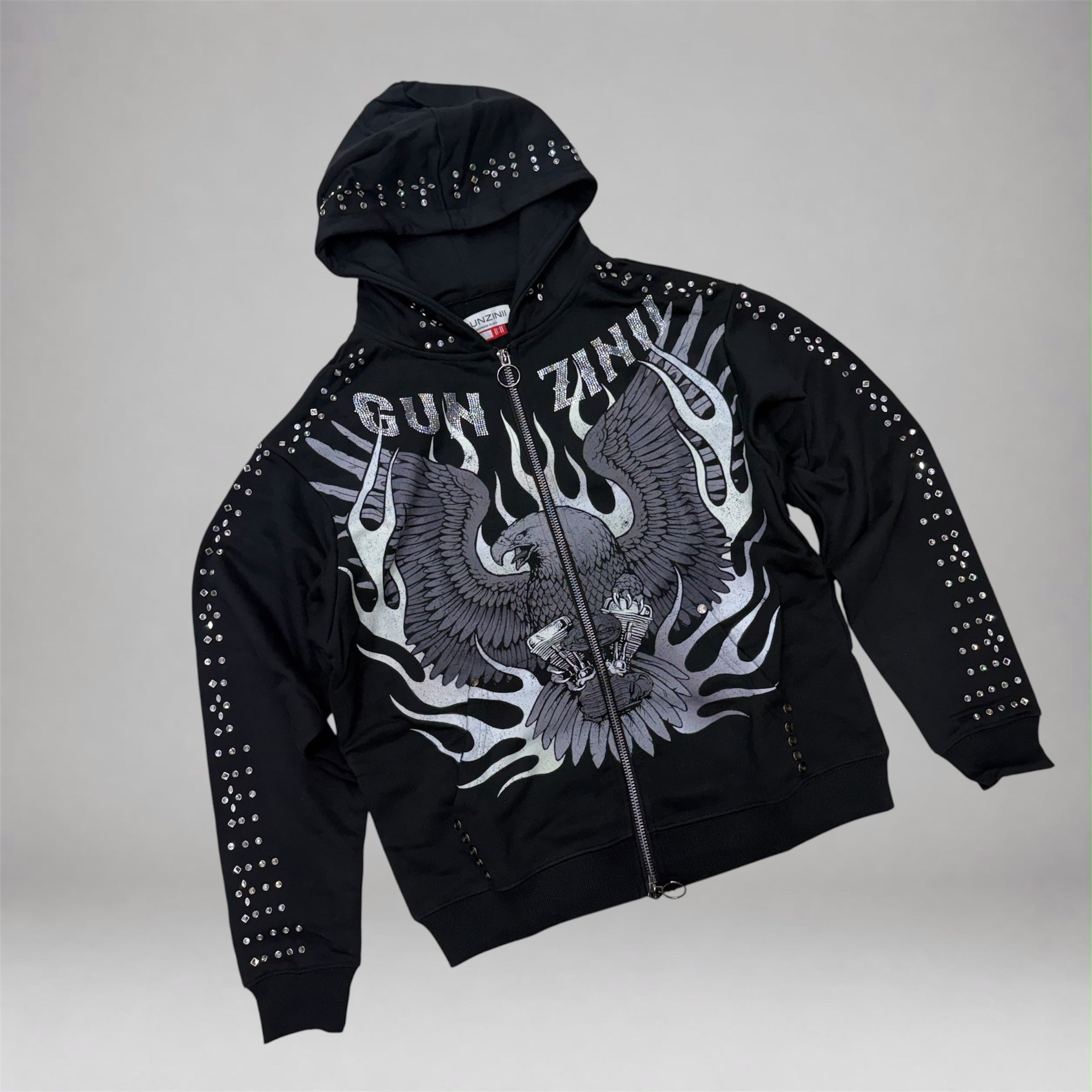 Gunzini - Eagle Crystal Zip up hoodie - Black 556