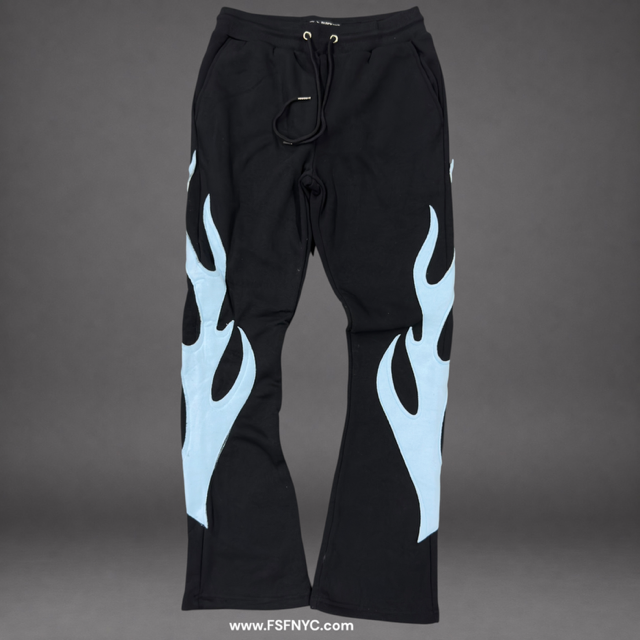 Pike - Flare Flames Sweat Pants - Black/L.Blue - 3617