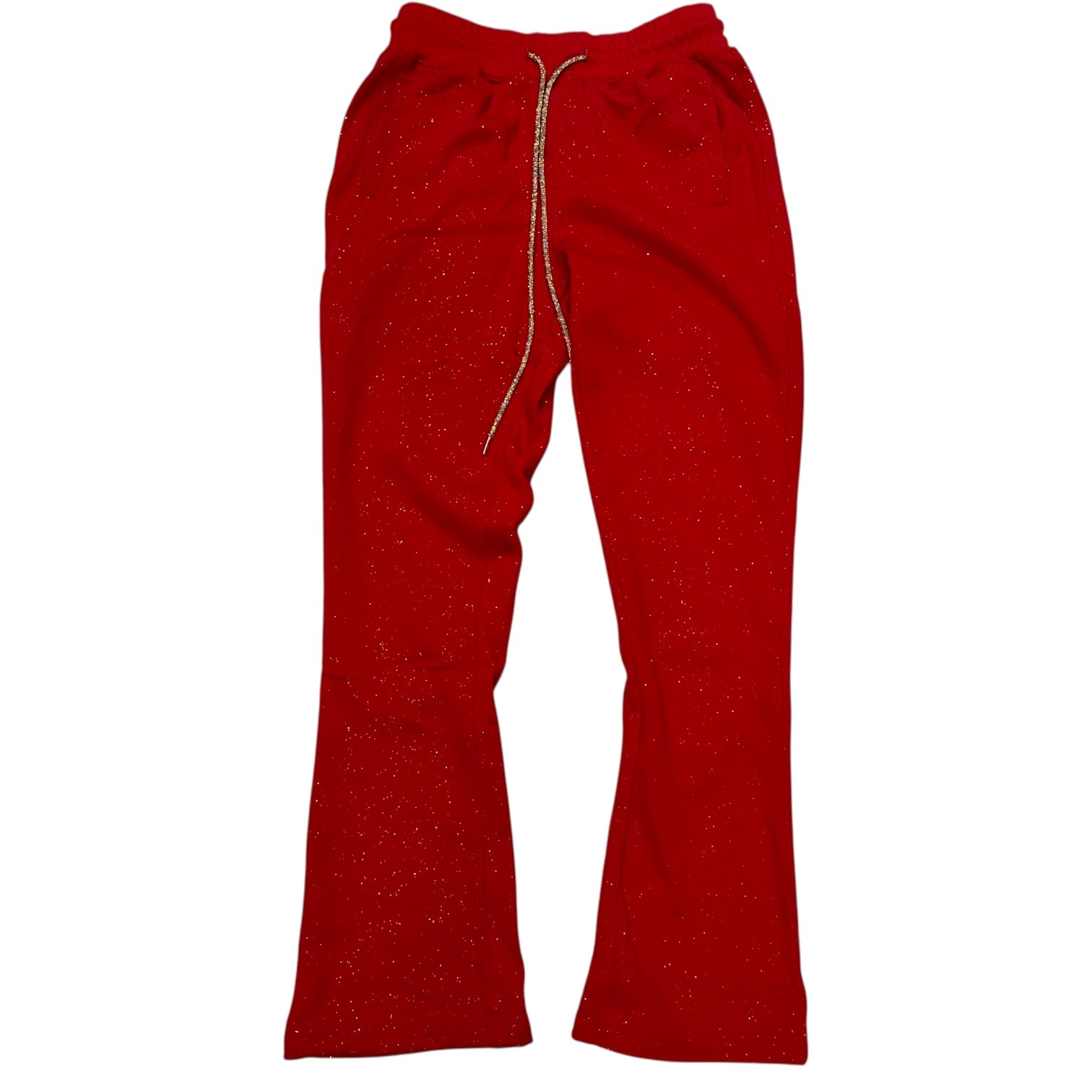 Rebel - Flare Crystal Strings Sweat Pants - Charcoal Red - 425