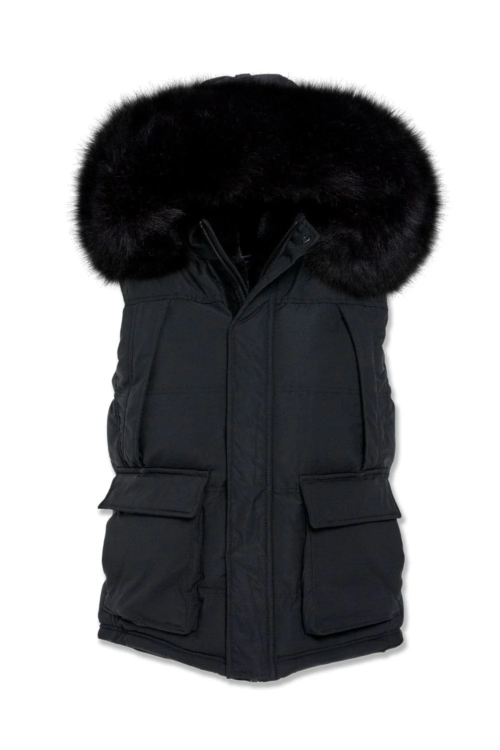 JC - heavy Puffer Fur Vest - Black 9491