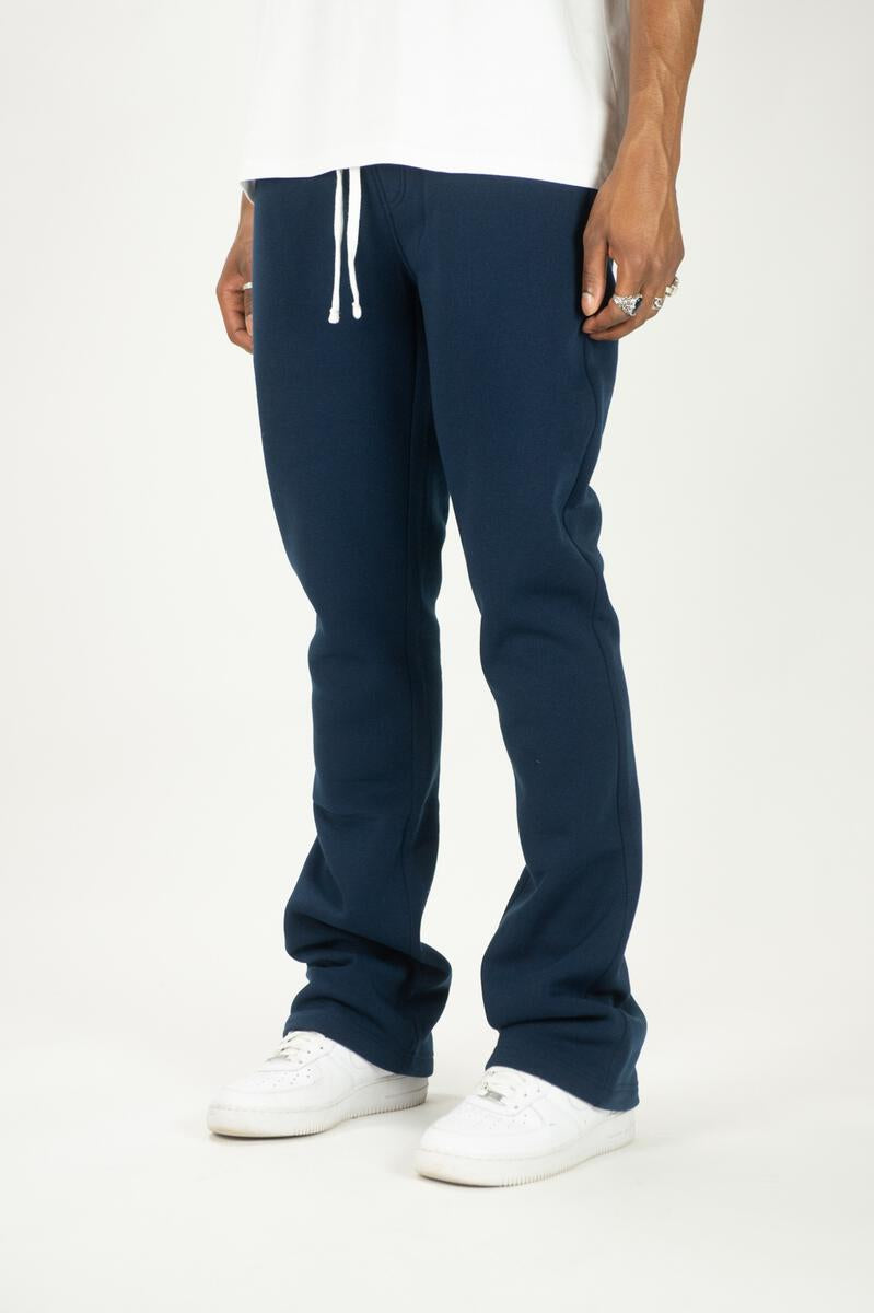 Rebel Stacked Flare Sweat Pants Navy 475