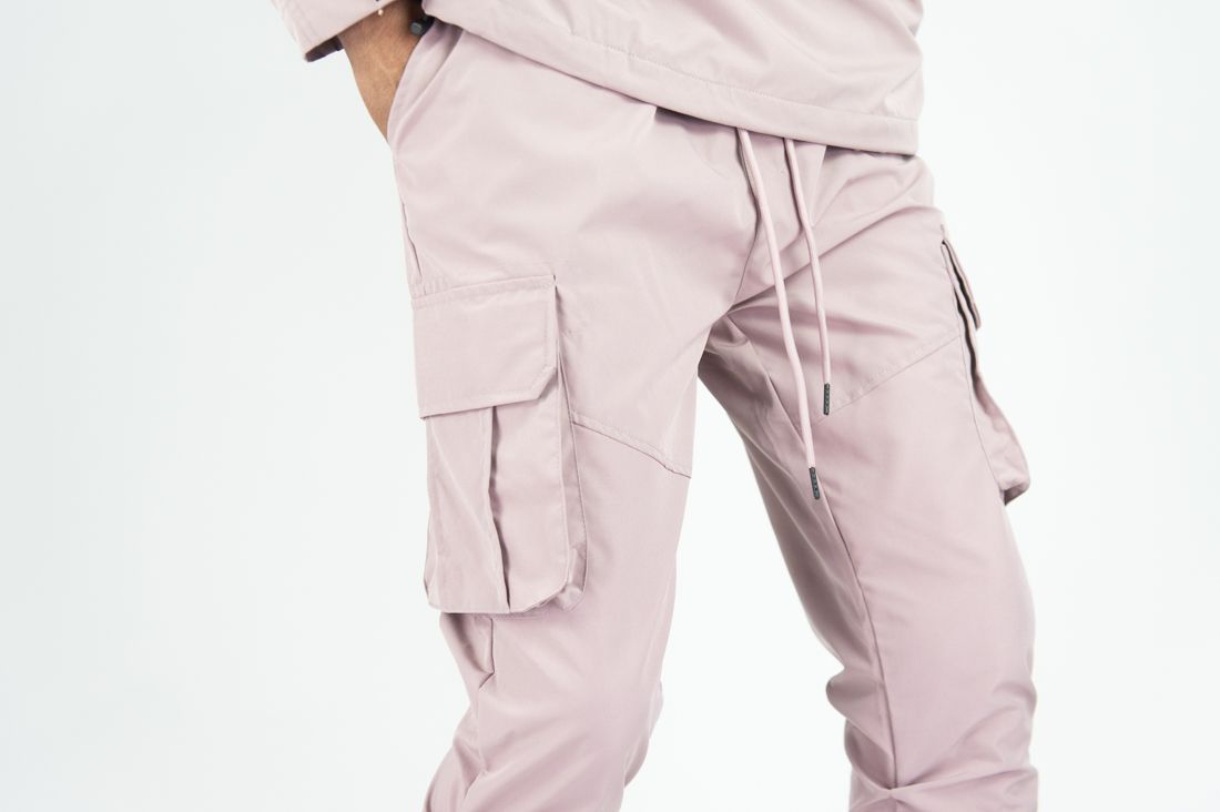 Rebel - STACKED NYLON CARGO PANT (DUSTY PINK) 422