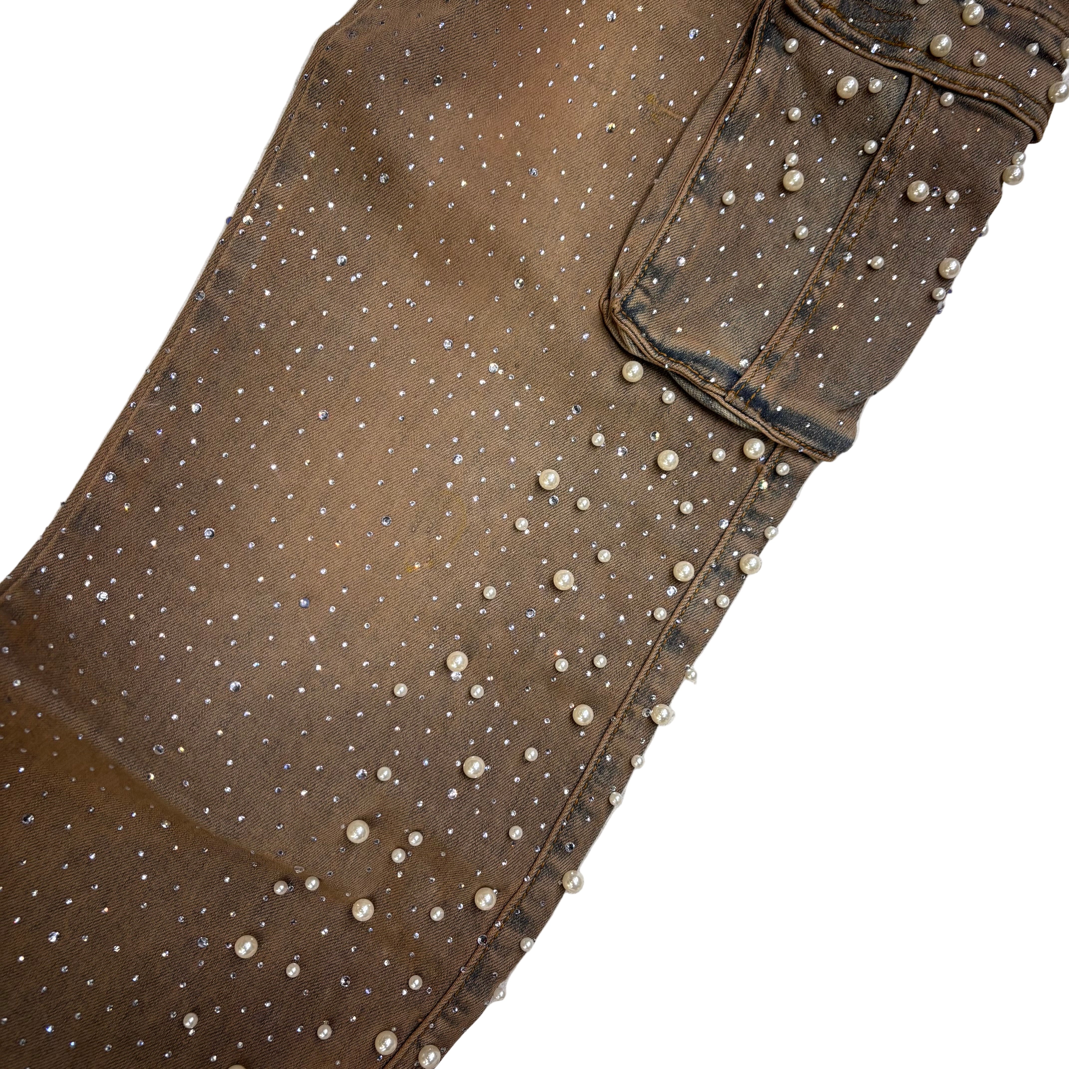 Paper - Flare Cargo pearls Denim - Dusk - 1077