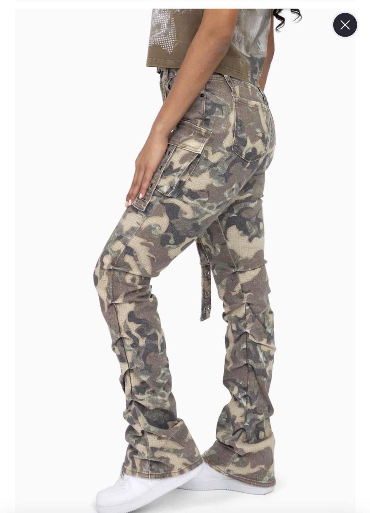 The Red - Flare Cargo Denim Pants- Inferno Camo F309