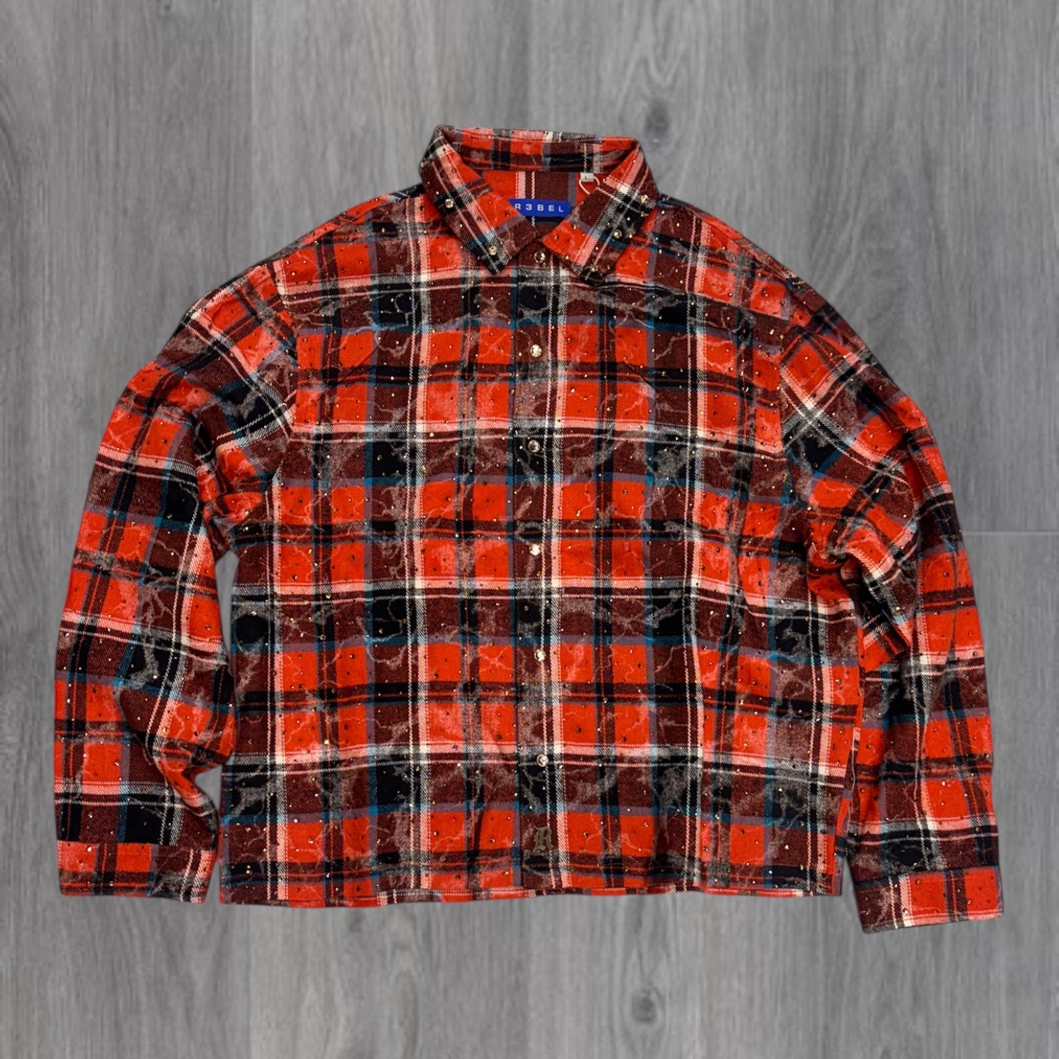 R3 - Rhinestone Button Down - ORNG - 233